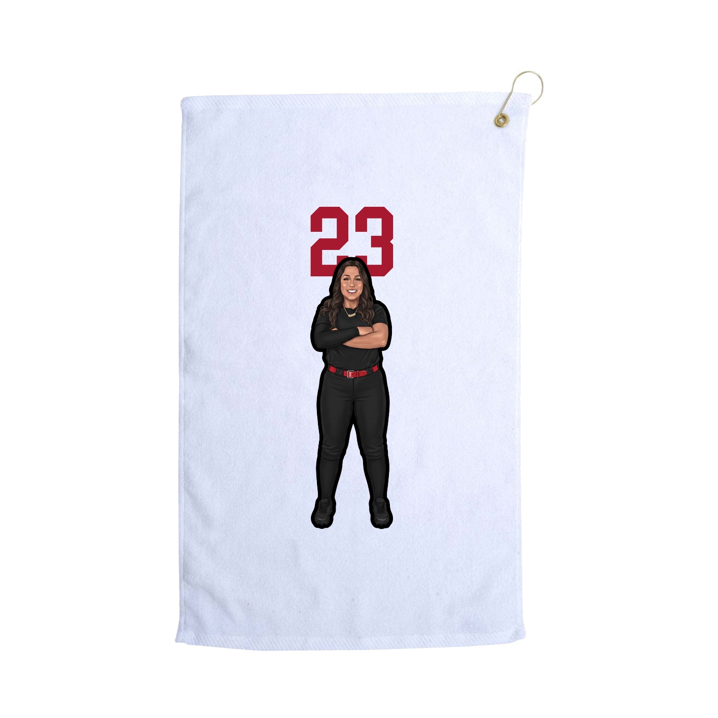 Golf Towel — Number Top in White