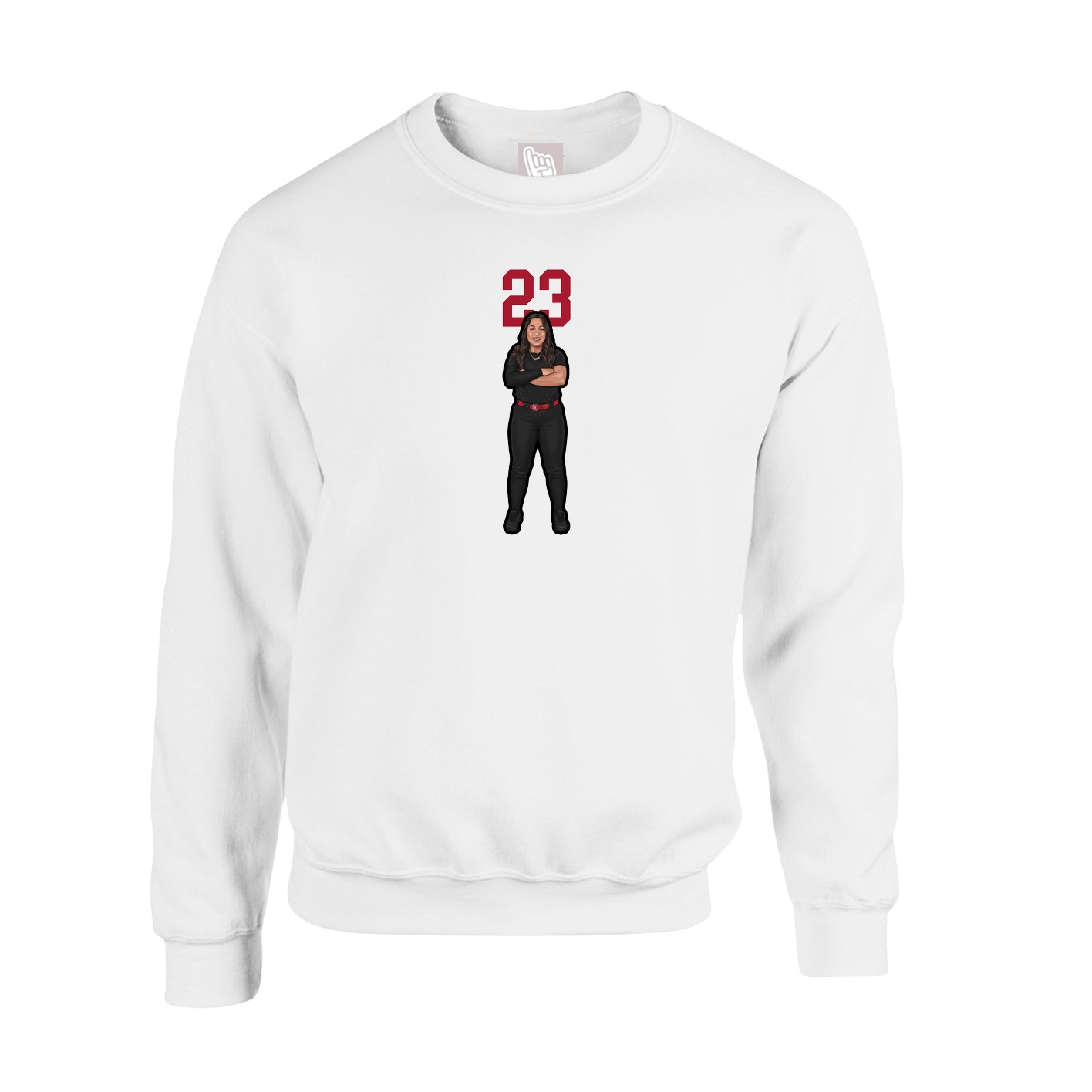 Fleece Crew — Number Top in White