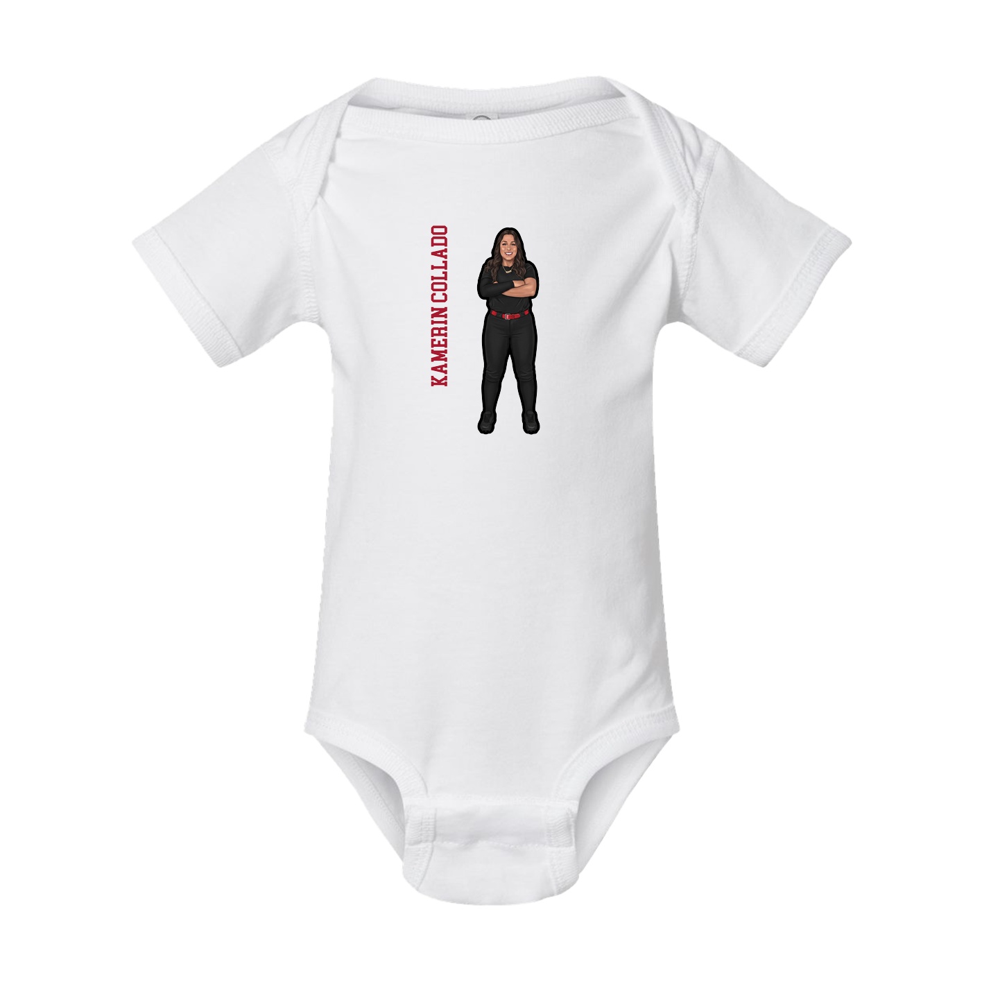 Baby Onesie — Name Vertical in White