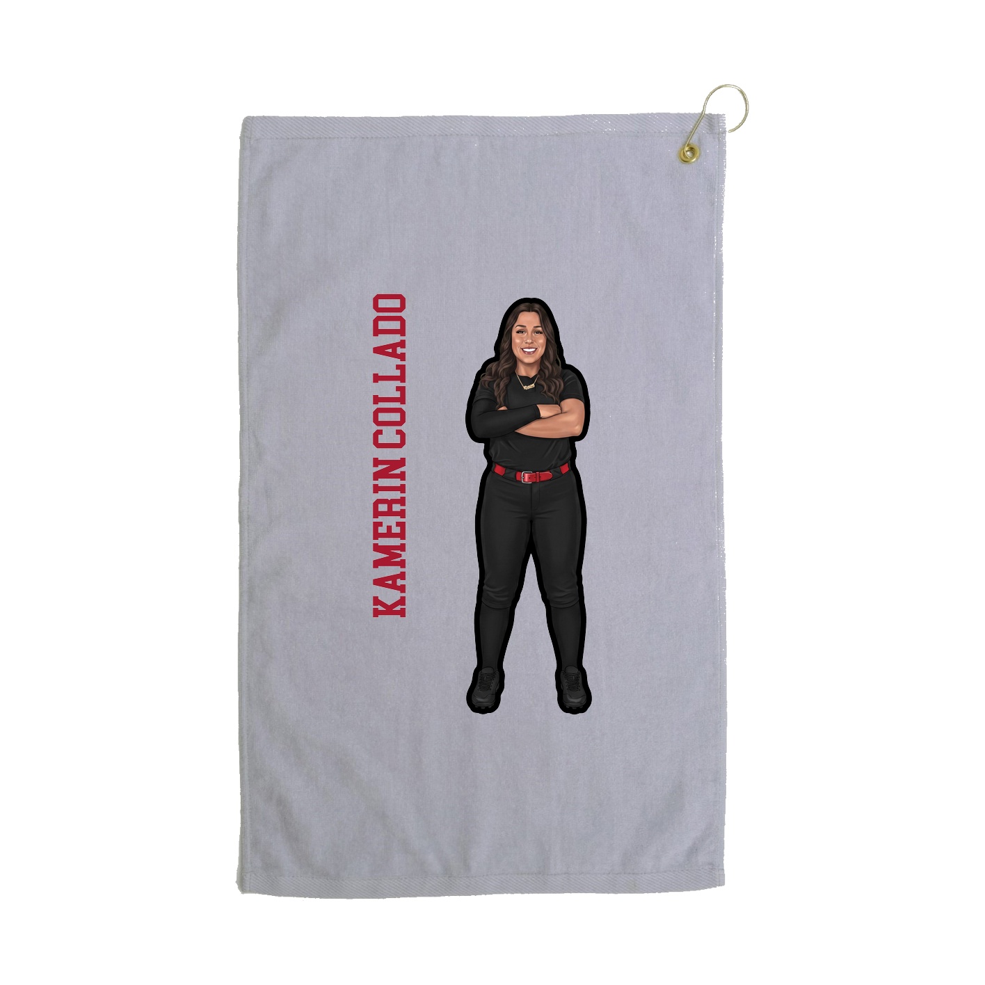 Golf Towel — Name Vertical in Grey