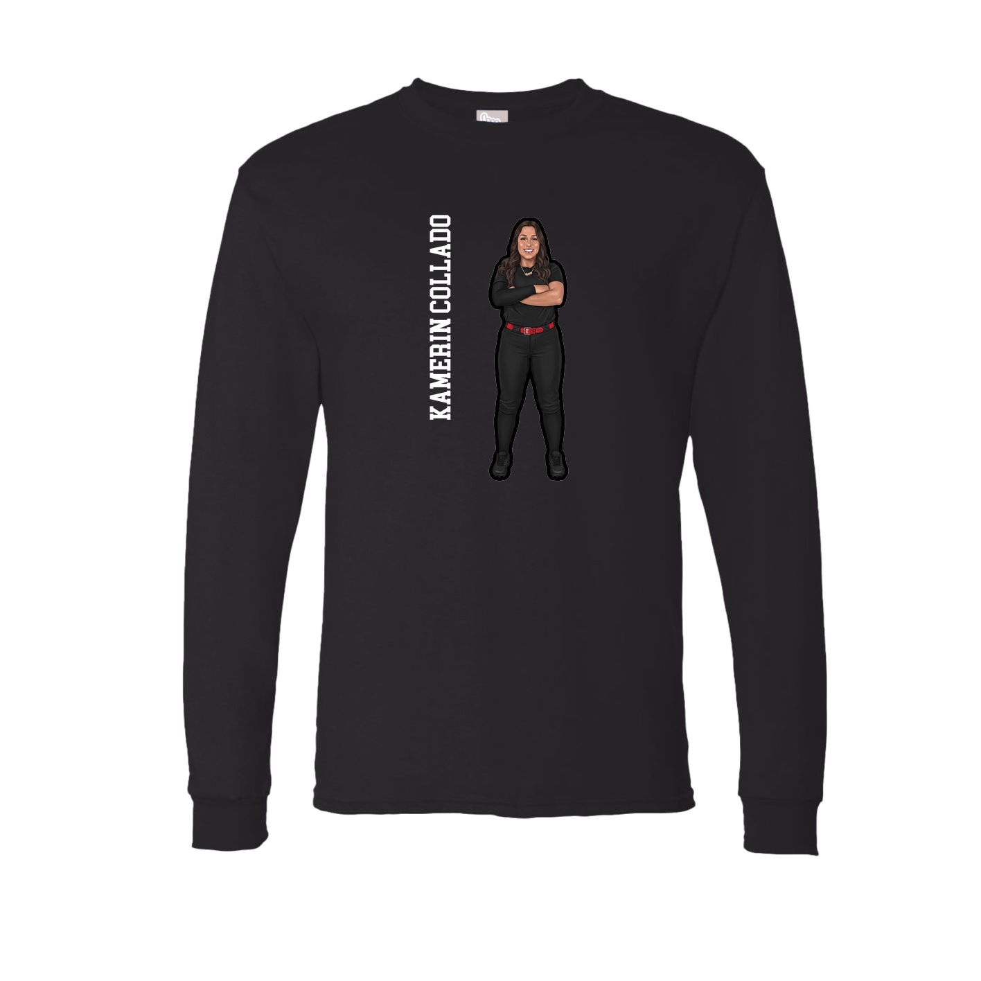 Long Sleeve Tee — Name Vertical in Black