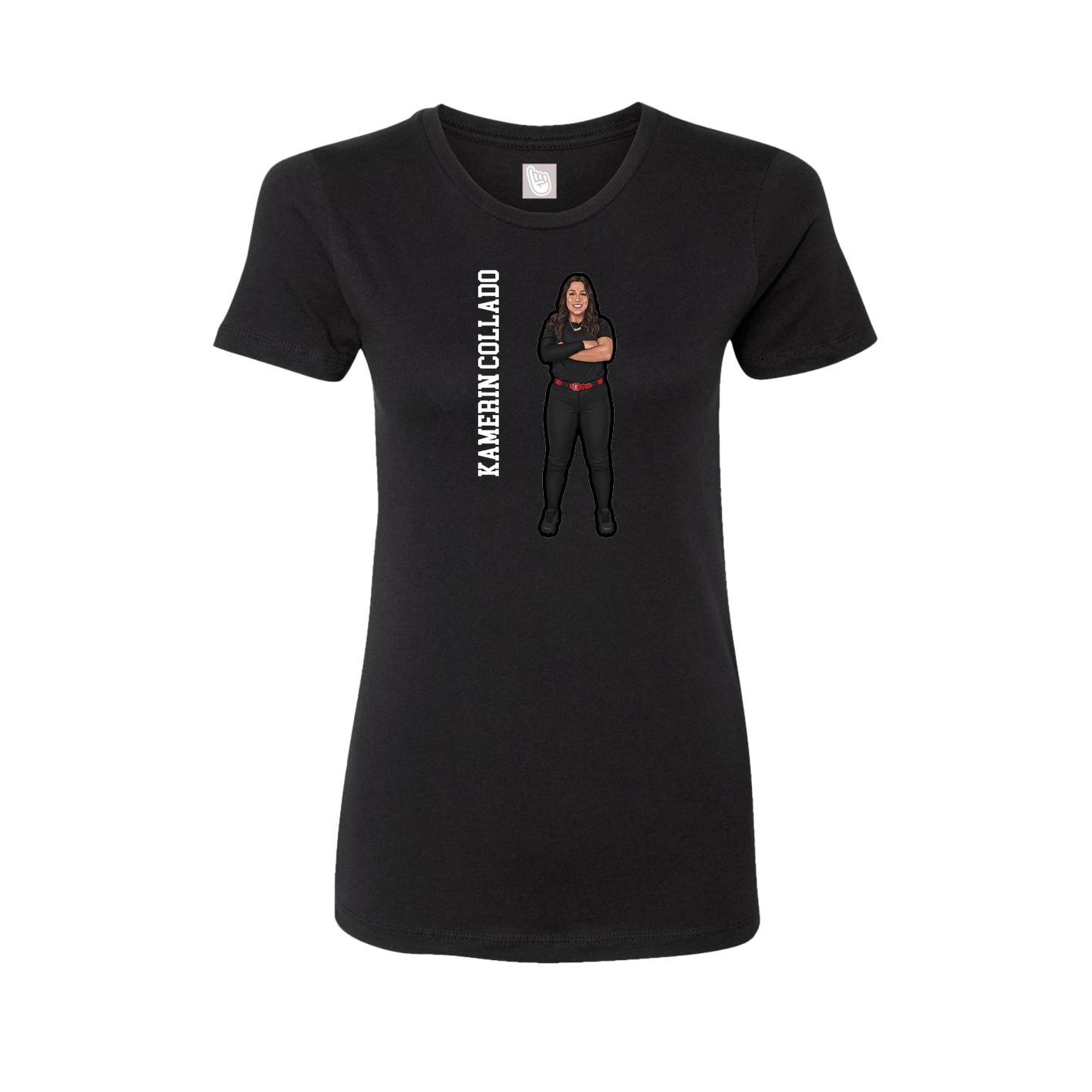 Womens Tee — Name Vertical in Black