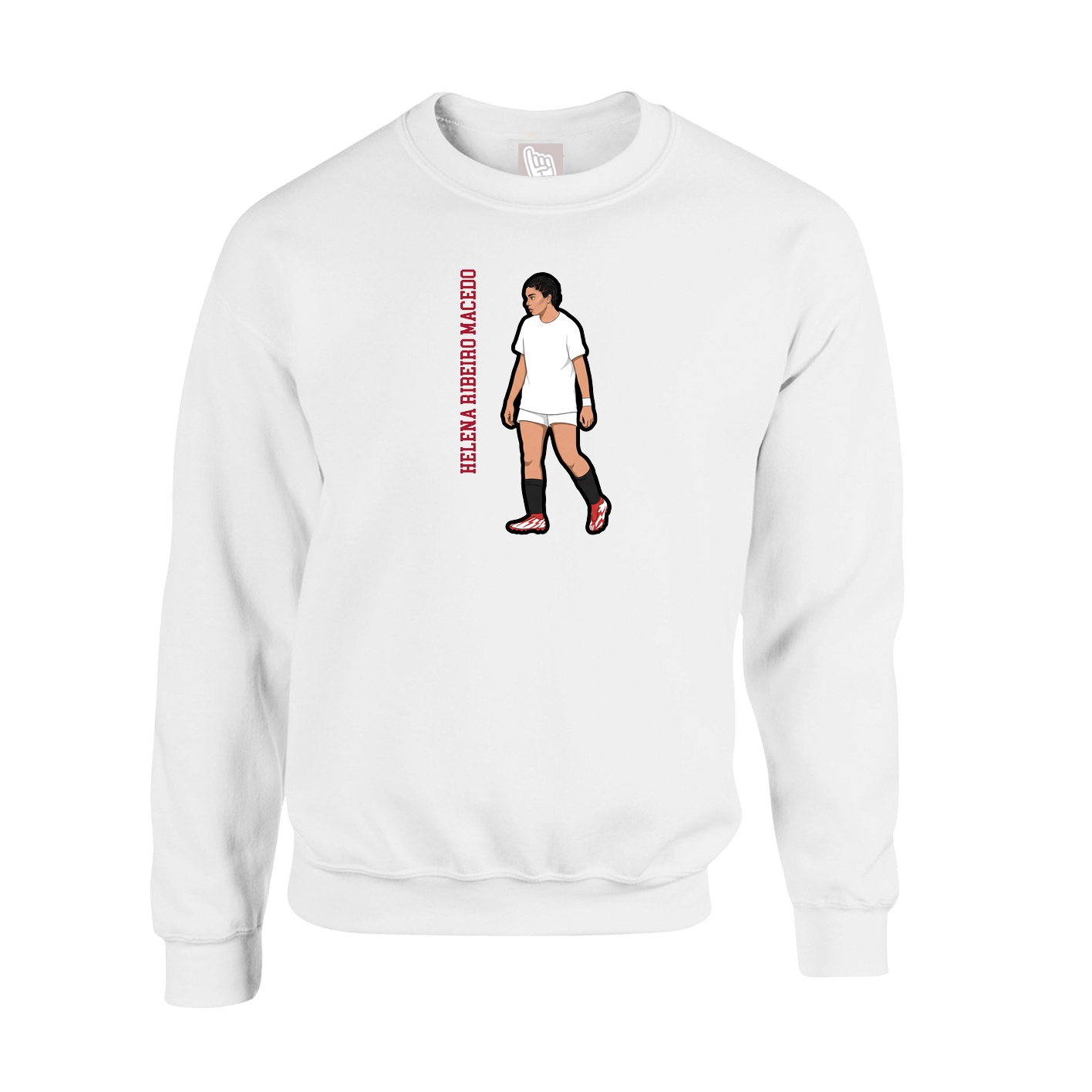Fleece Crew — Name Vertical in White