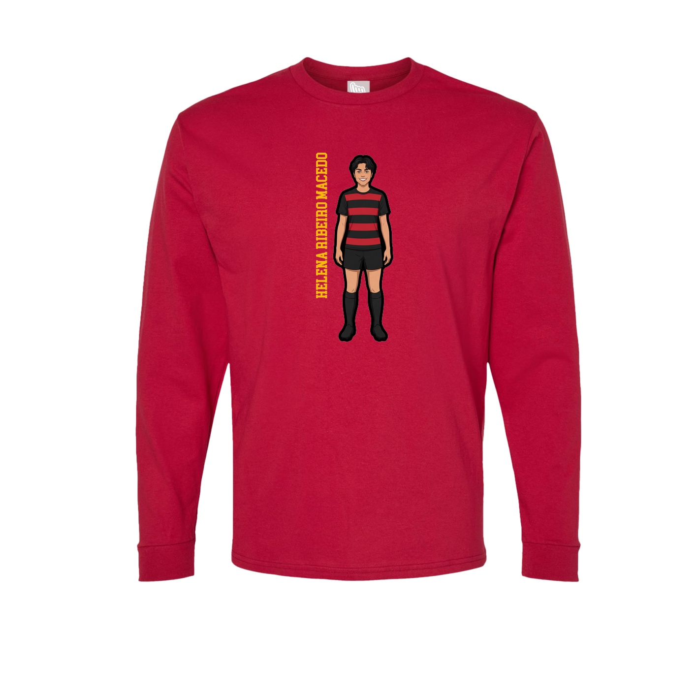 Long Sleeve Tee — Name Vertical in Crimson