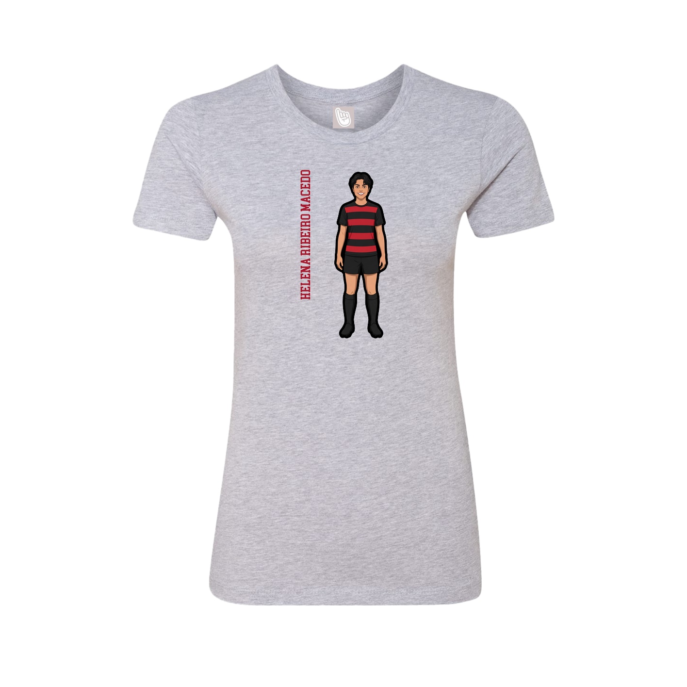Fitted Women's Tee — Name Vertical in Grey