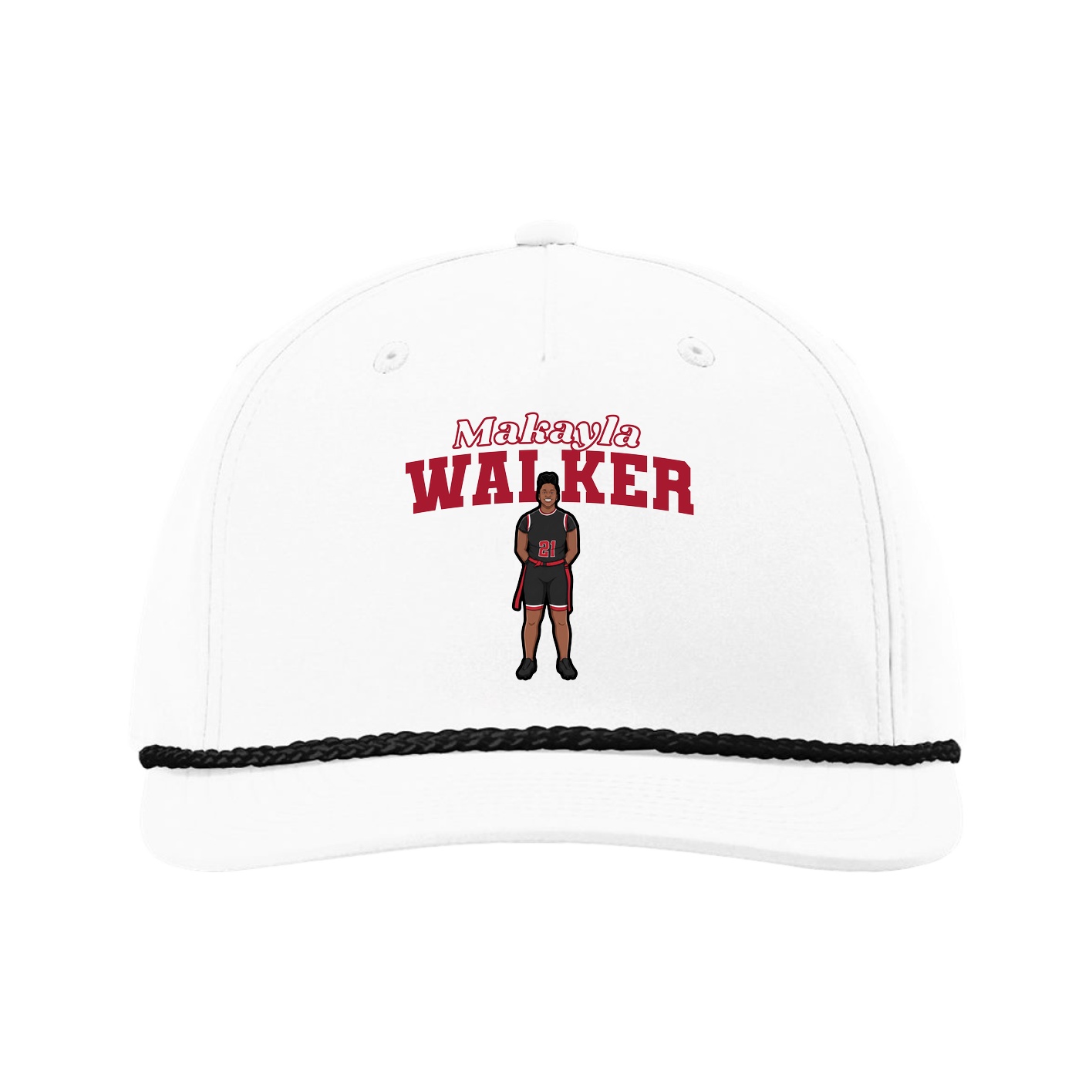 Five-Panel Classic Rope Cap — Name Arch in White