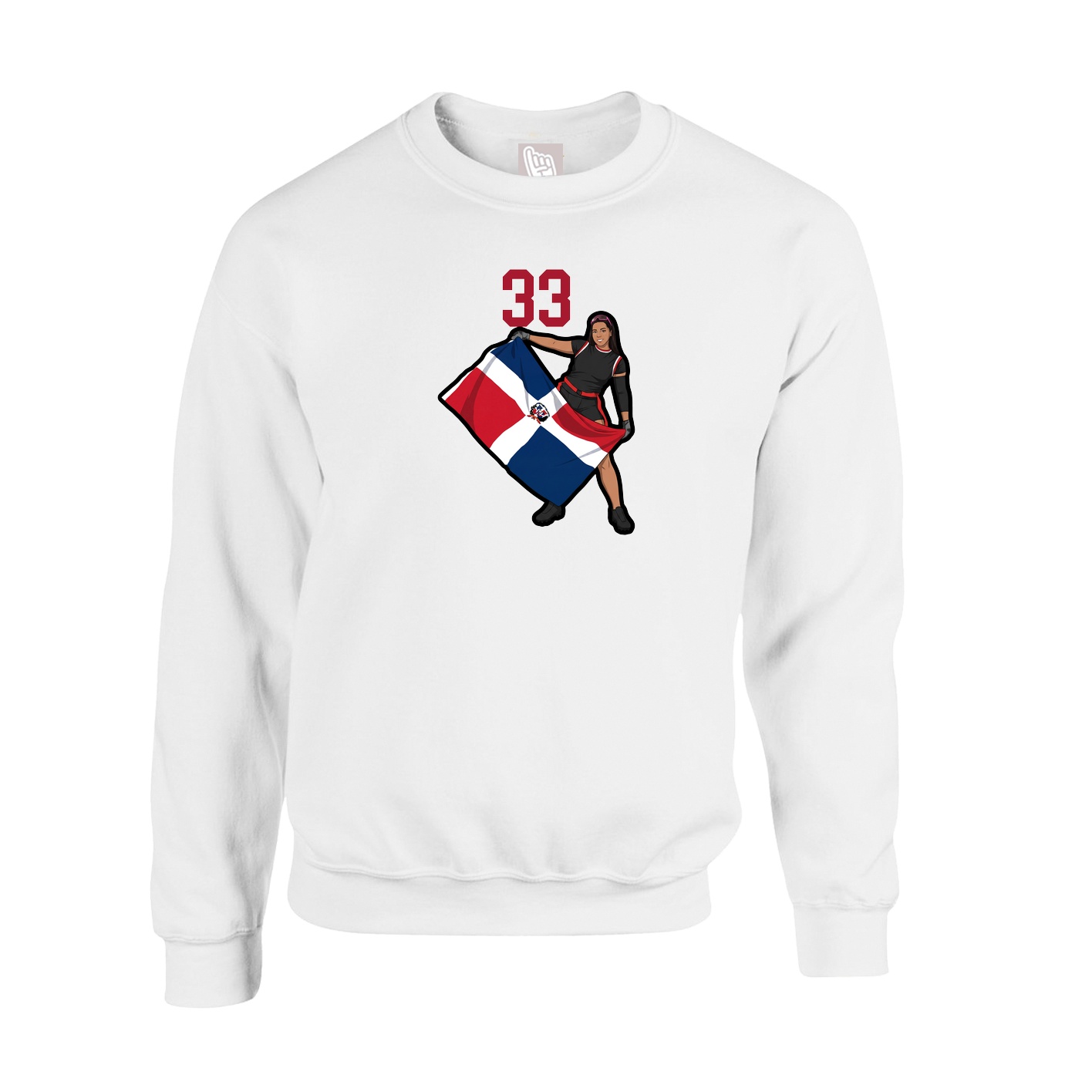 Fleece Crew — Number Top in White