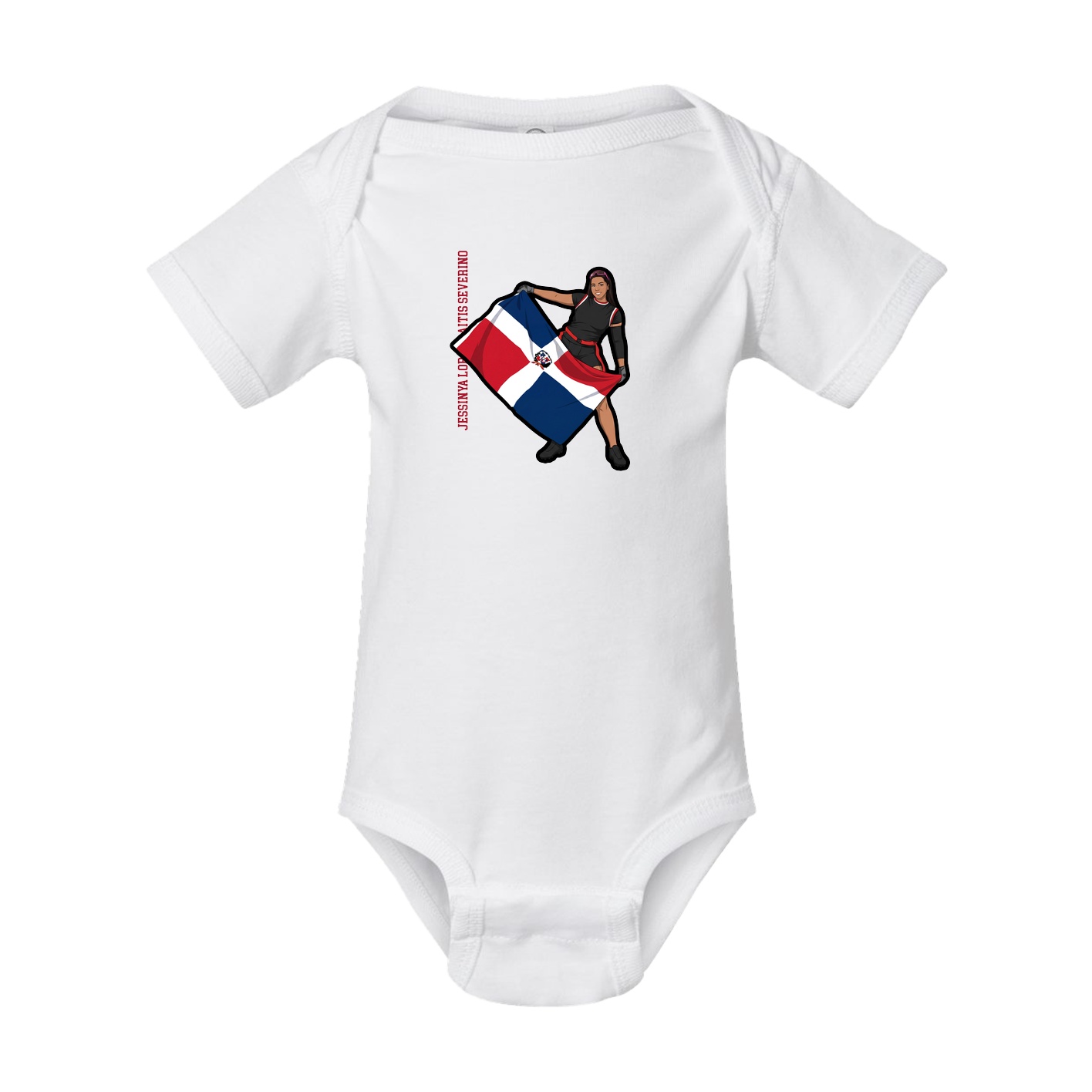 Baby Onesie — Name Vertical in White