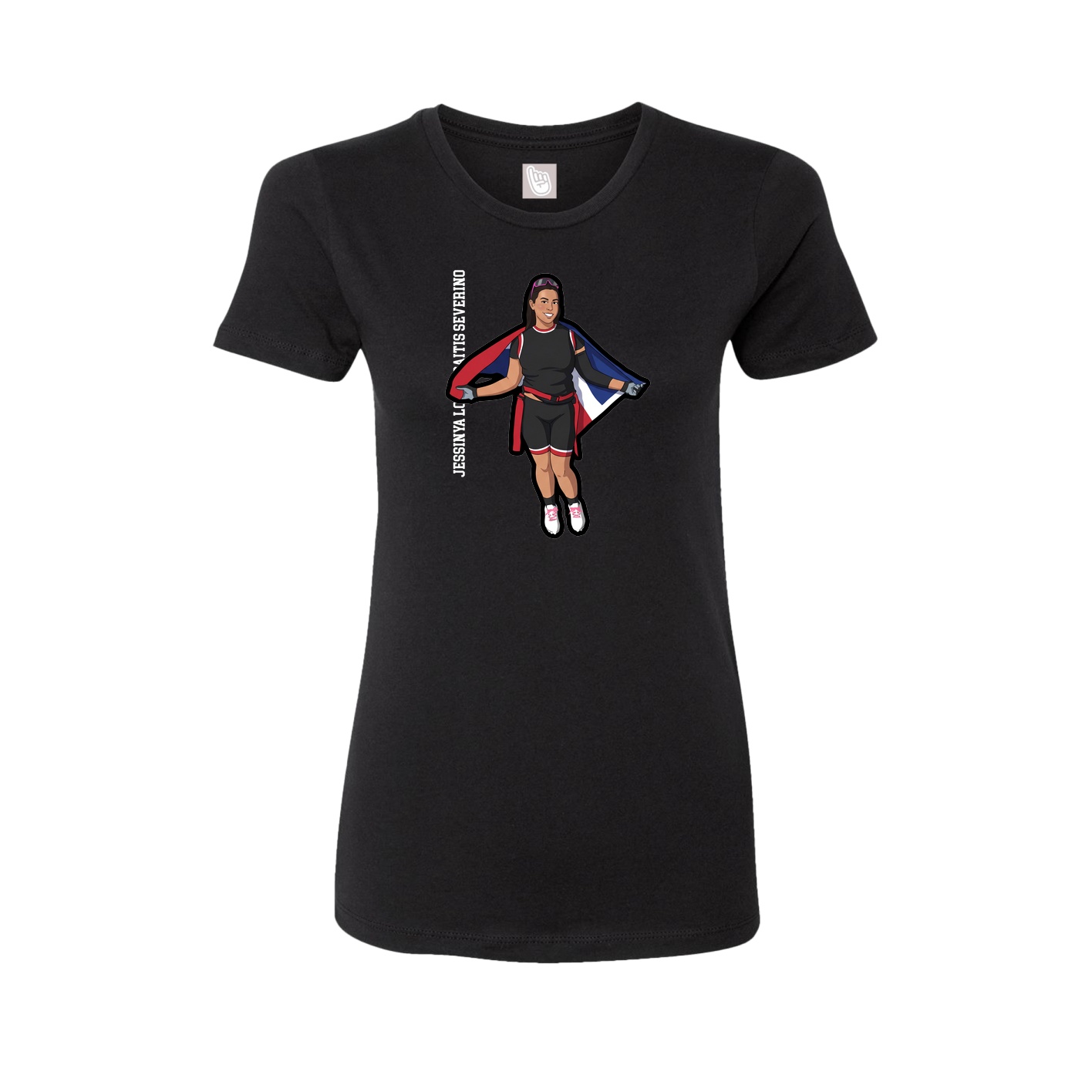 Fitted Women's Tee — Name Vertical in Black