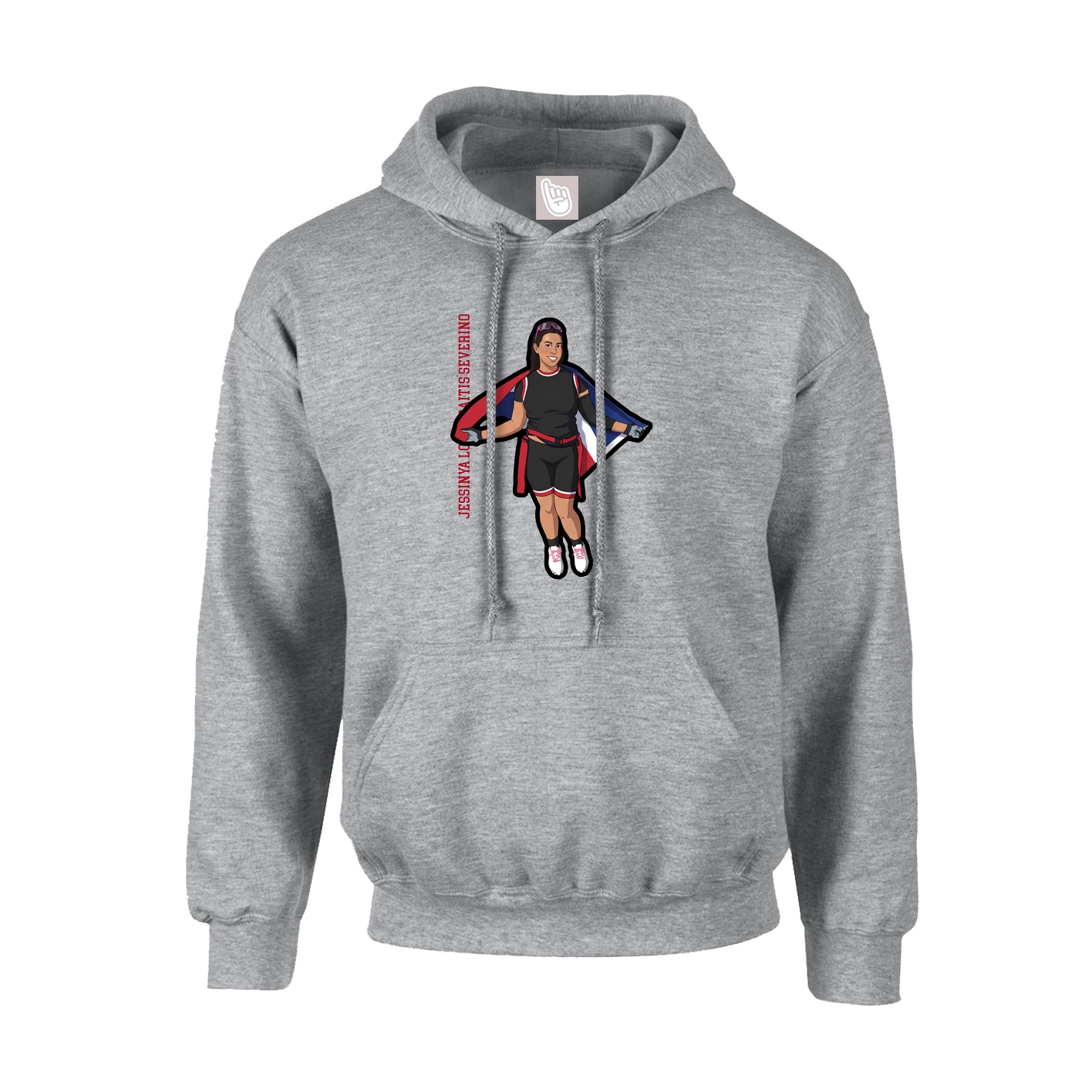 Hoodie — Name Vertical in Grey