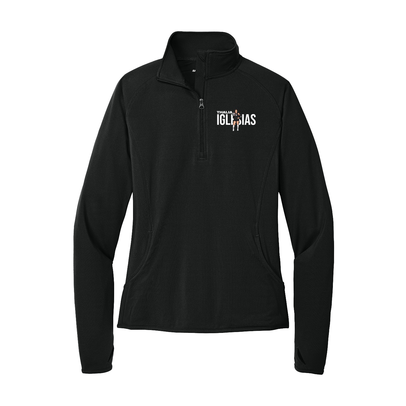Women's Q-Zip Pullover — Player Name in Black