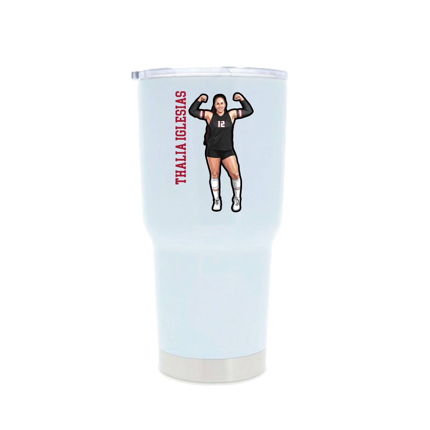 30oz Stainless Steel Tumbler — Name Vertical in White