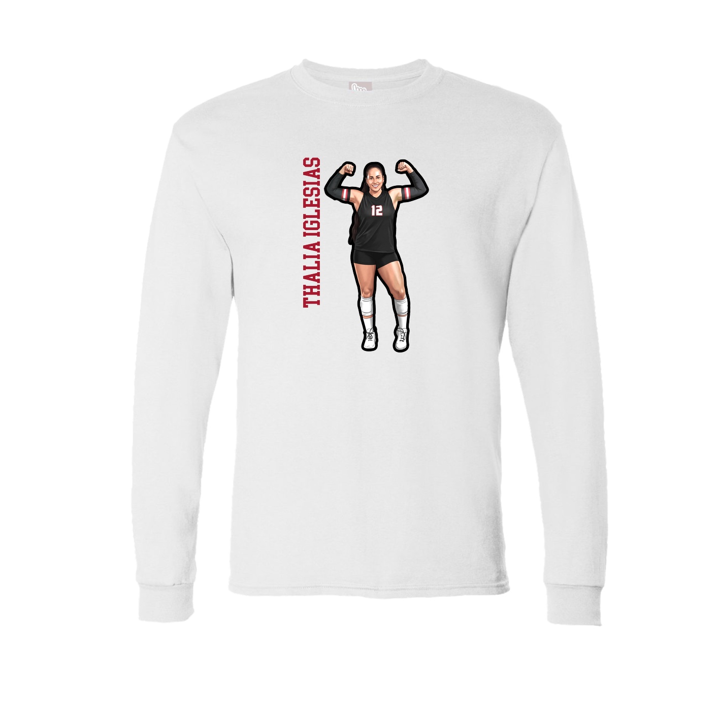 Long Sleeve Tee — Name Vertical in White