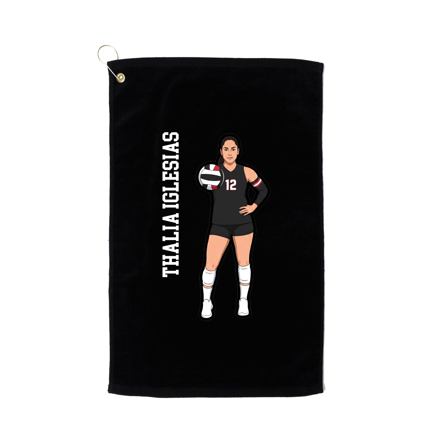 Golf Towel — Name Vertical in Black