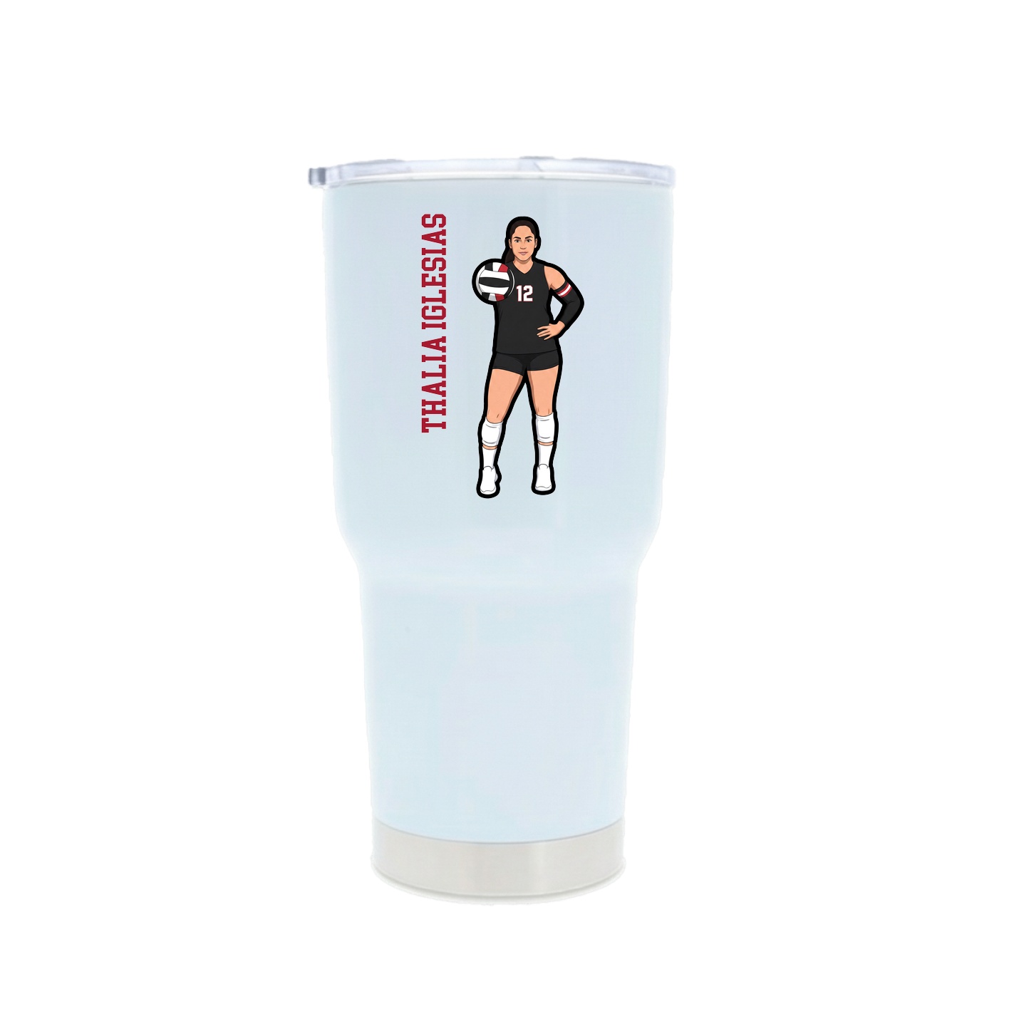 30oz Stainless Steel Tumbler — Name Vertical in White