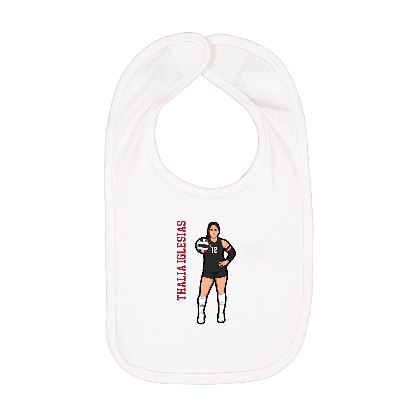 Infant Bib — Name Vertical in White