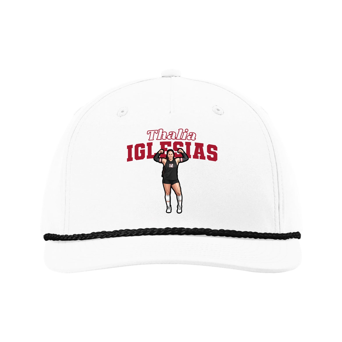 Five-Panel Classic Rope Cap — Name Arch in White