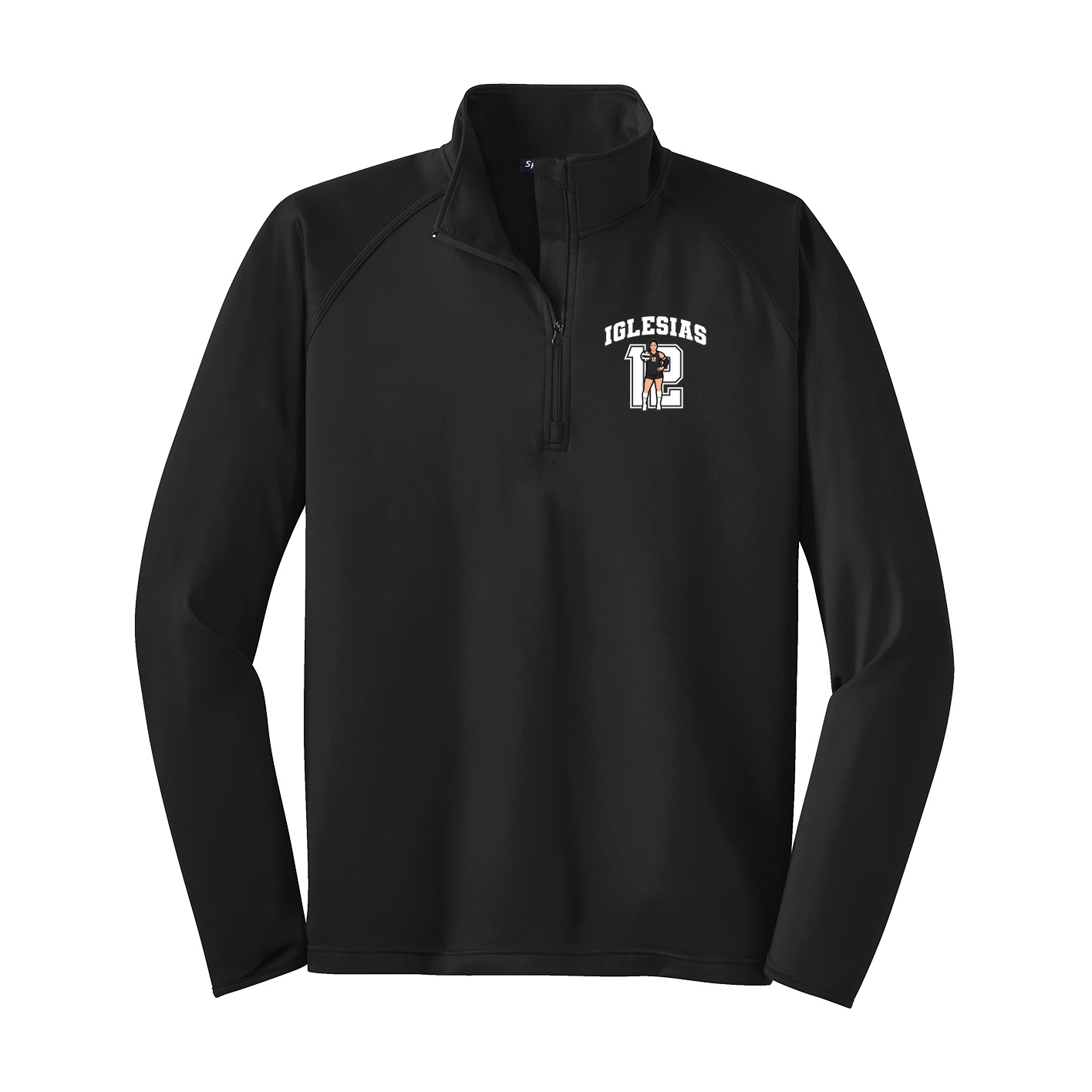 Q-Zip Pullover — Number in Black