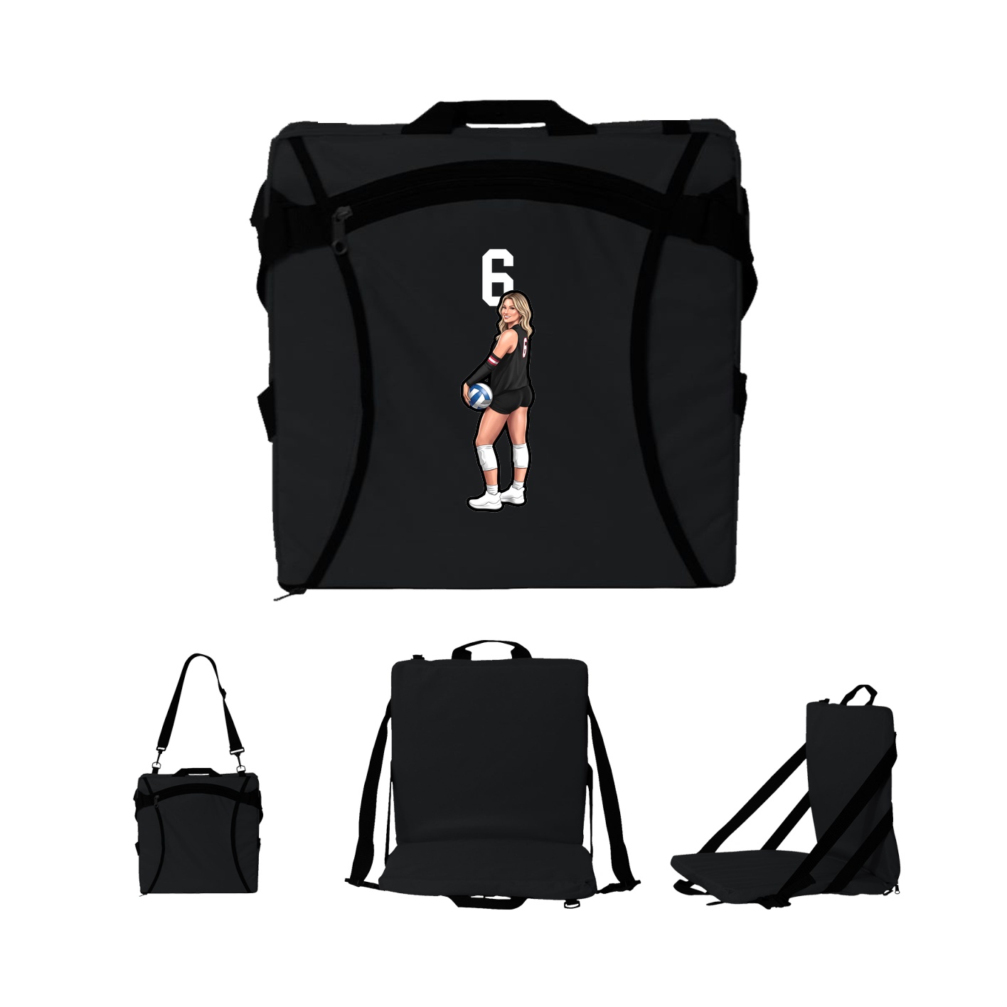 Folding Stadium Seat — Number Top in Black
