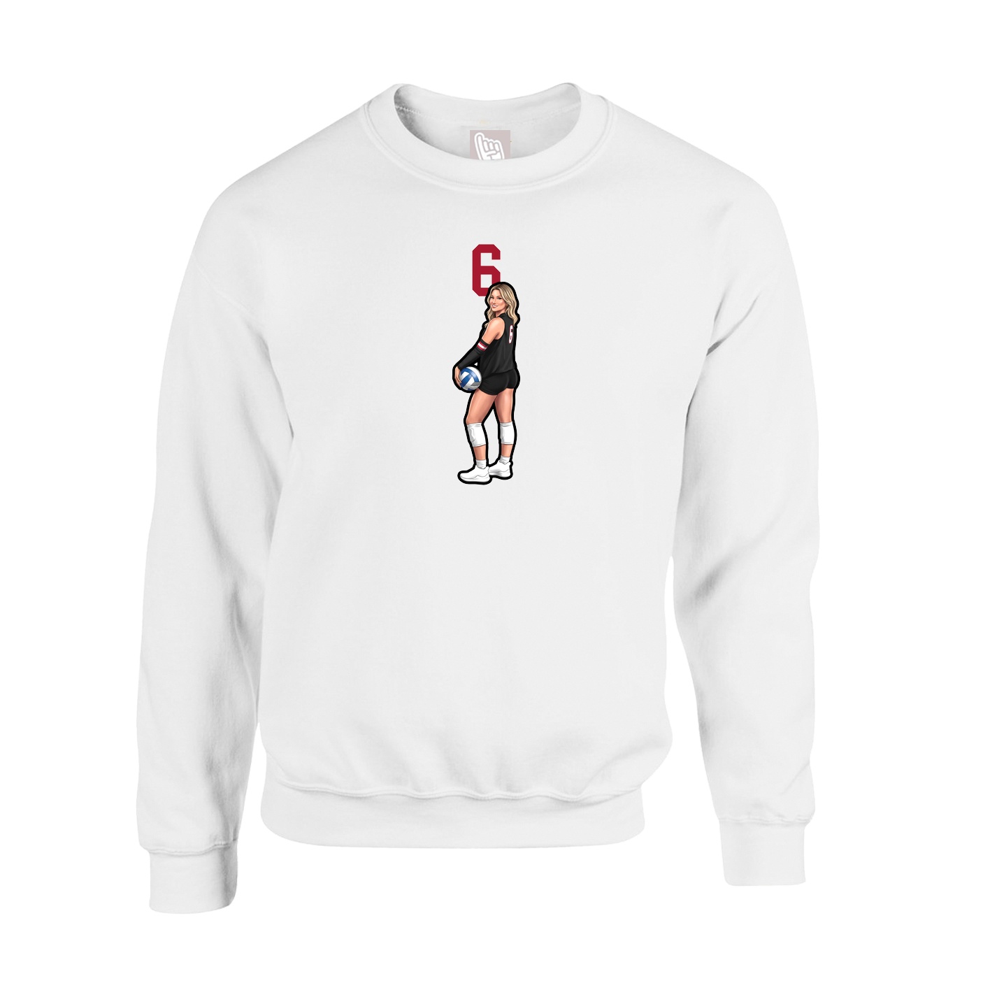 Fleece Crew — Number Top in White