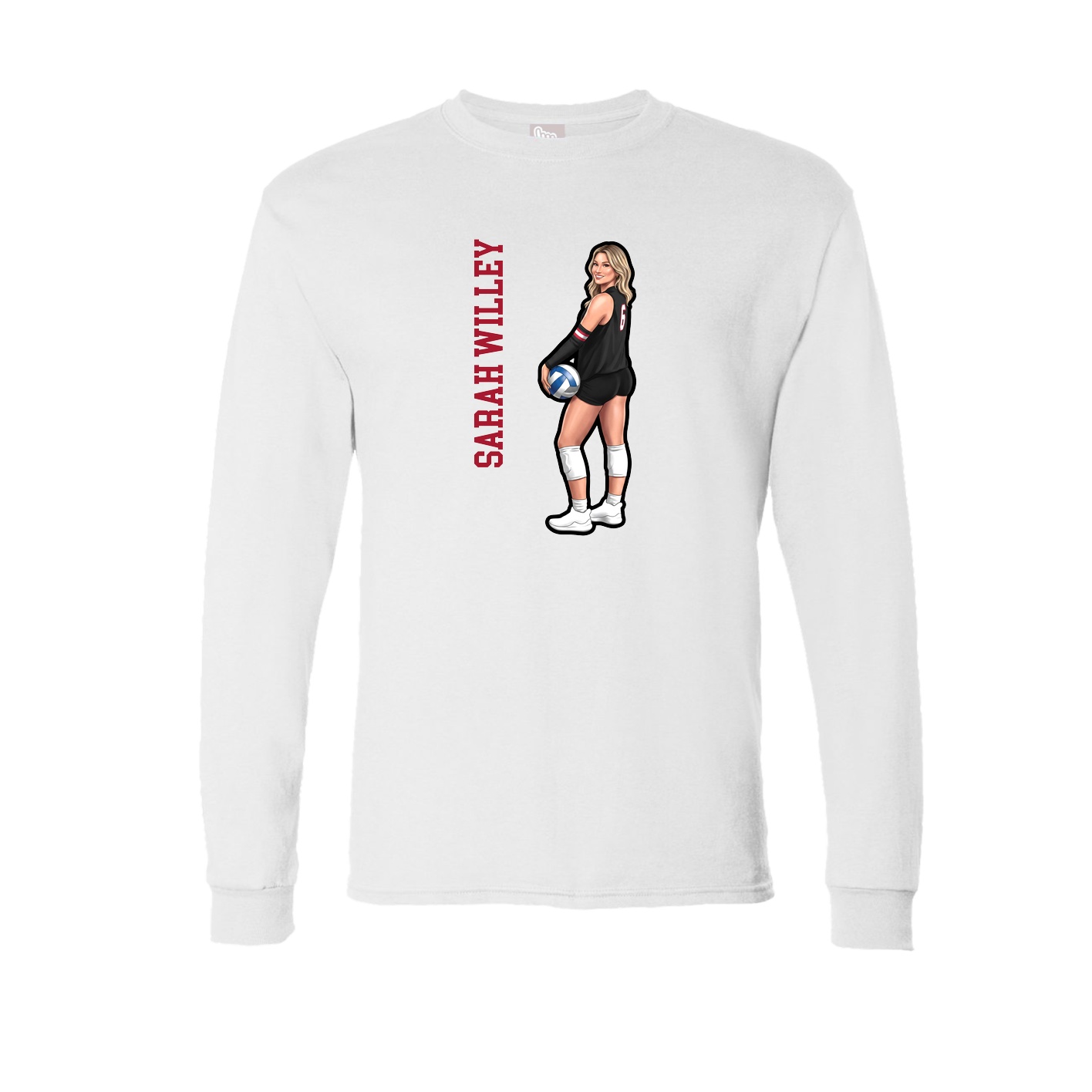 Long Sleeve Tee — Name Vertical in White