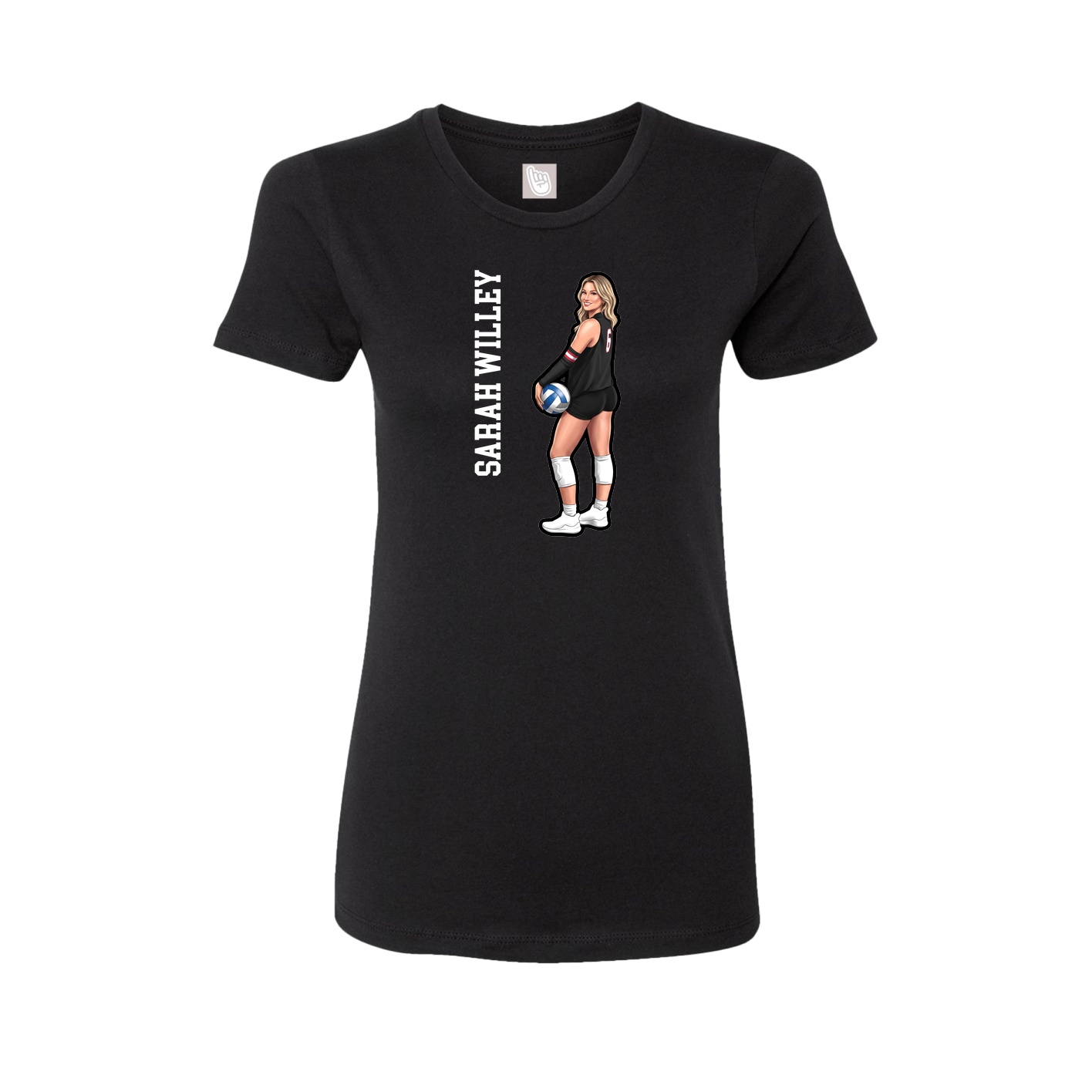 Fitted Women's Tee — Name Vertical in Black