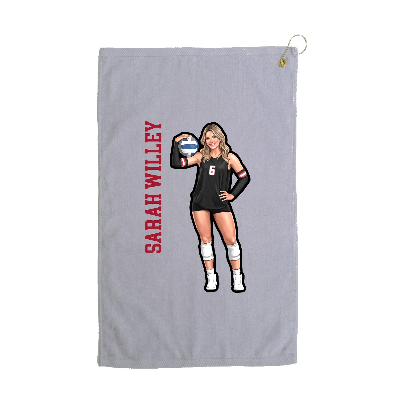 Golf Towel — Name Vertical in Grey