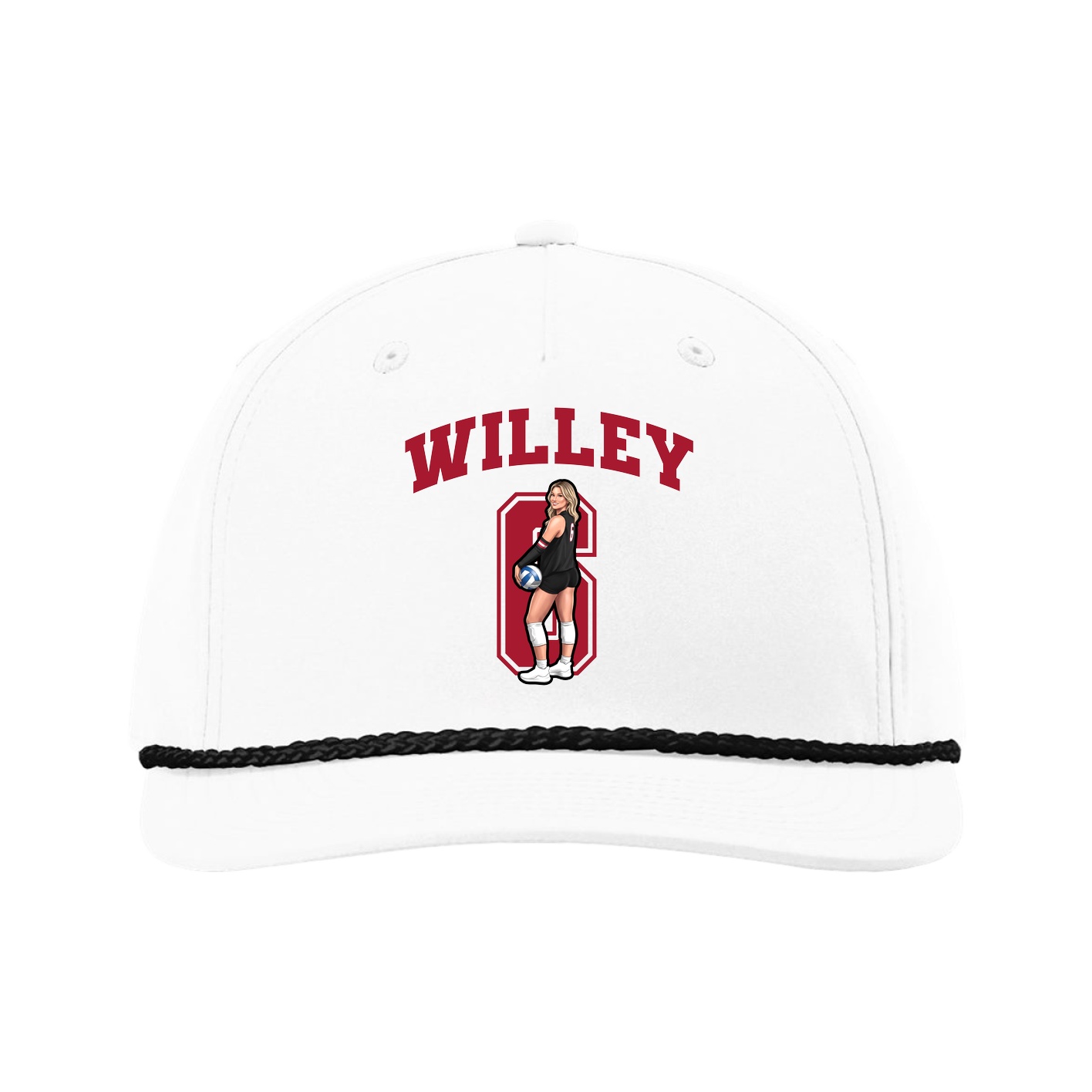 Five-Panel Classic Rope Cap — Number in White