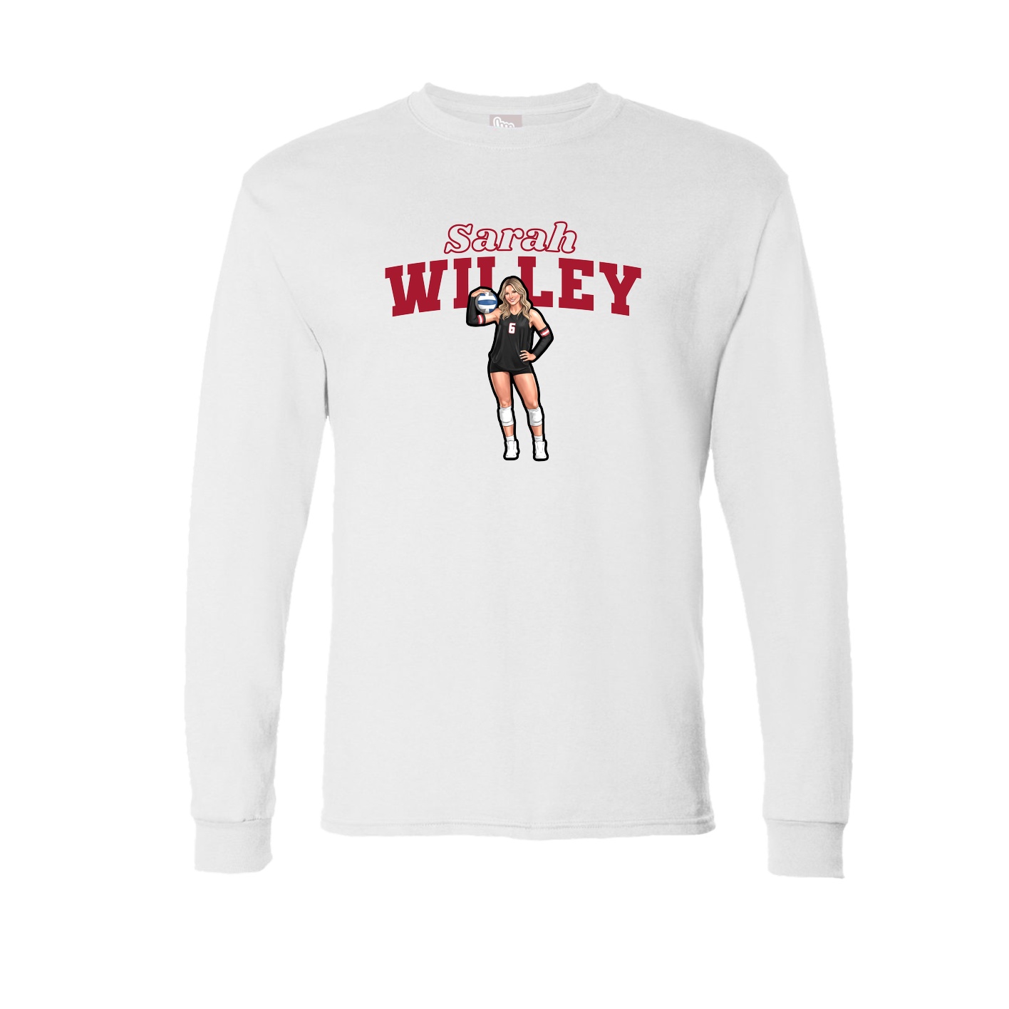 Long Sleeve Tee — Name Arch in White