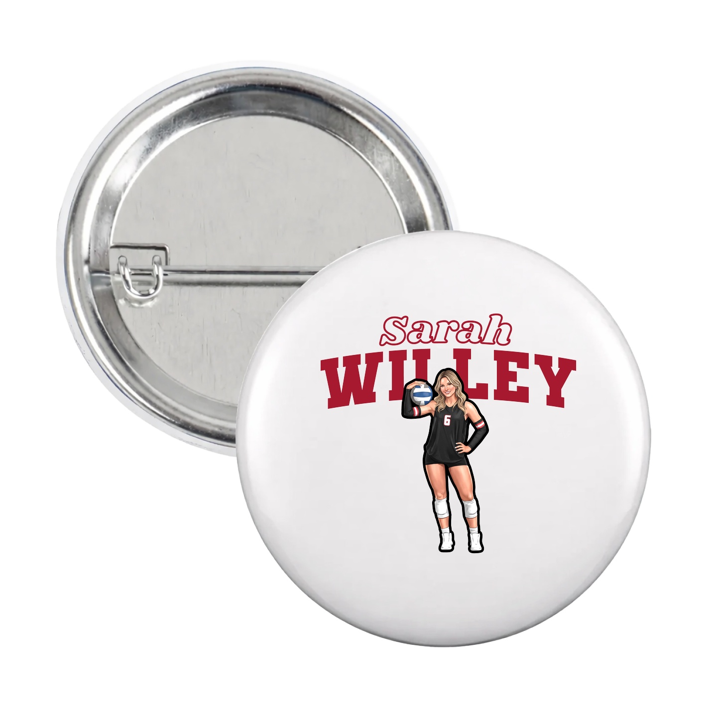 Game Day Button — Name Arch in White