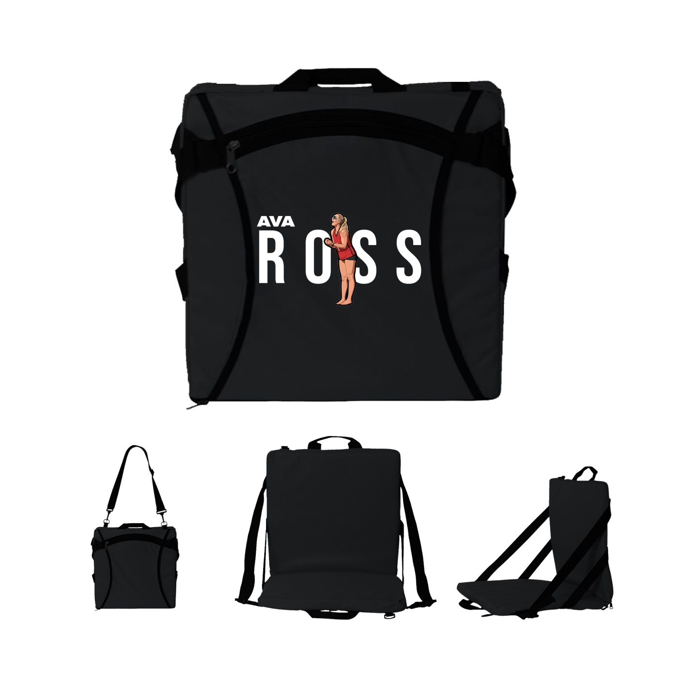 Folding Stadium Seat — Player Name in Black