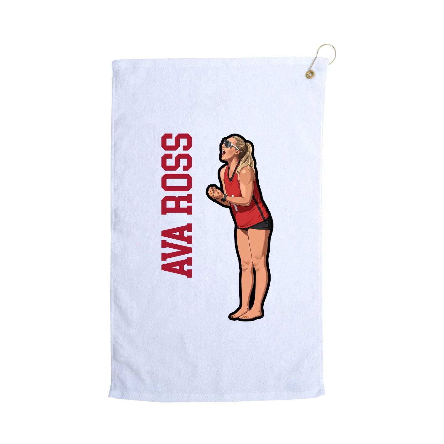 Golf Towel — Name Vertical in White