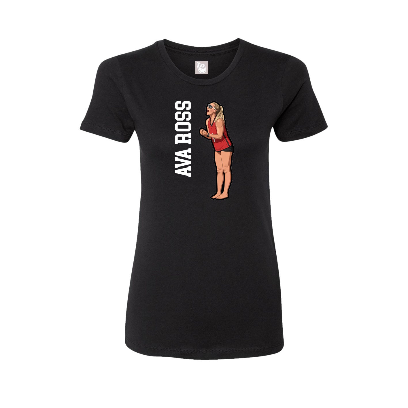 Fitted Women's Tee — Name Vertical in Black