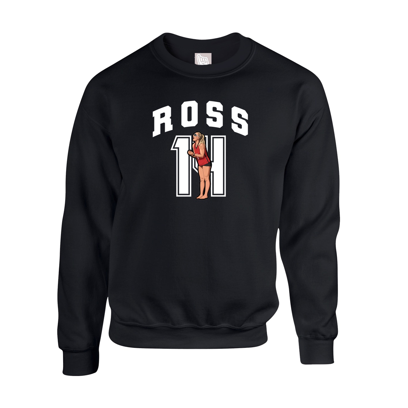 Fleece Crew — Number in Black