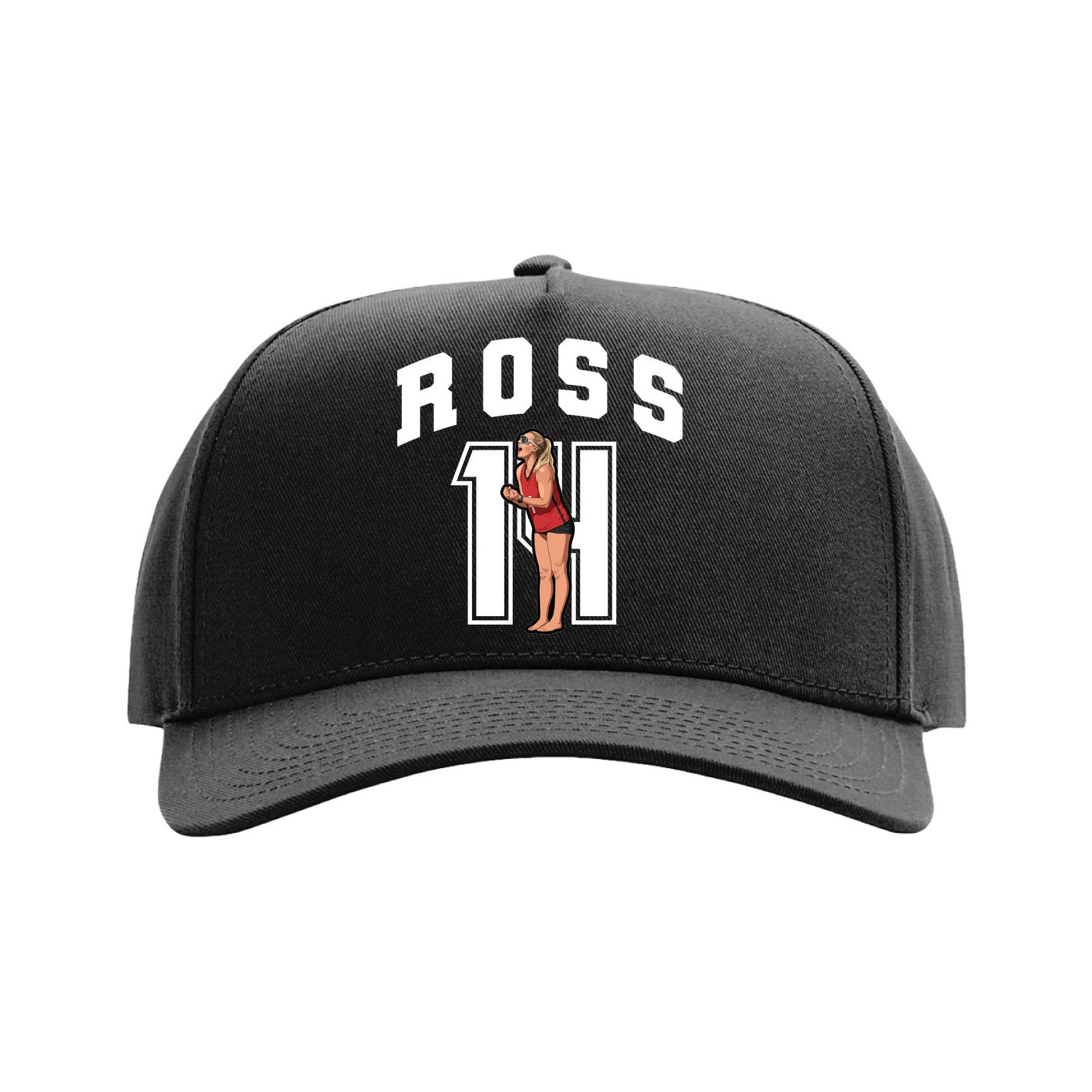Full Fabric Five-Panel Champ Cap — Number in Black