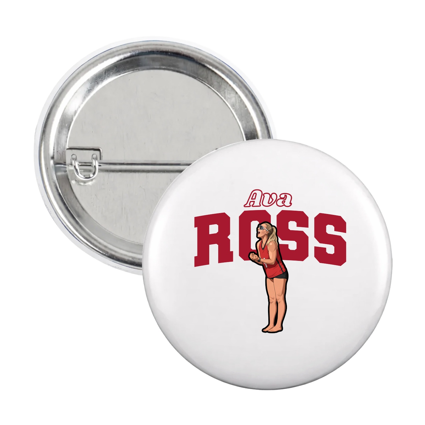 Game Day Button — Name Arch in White