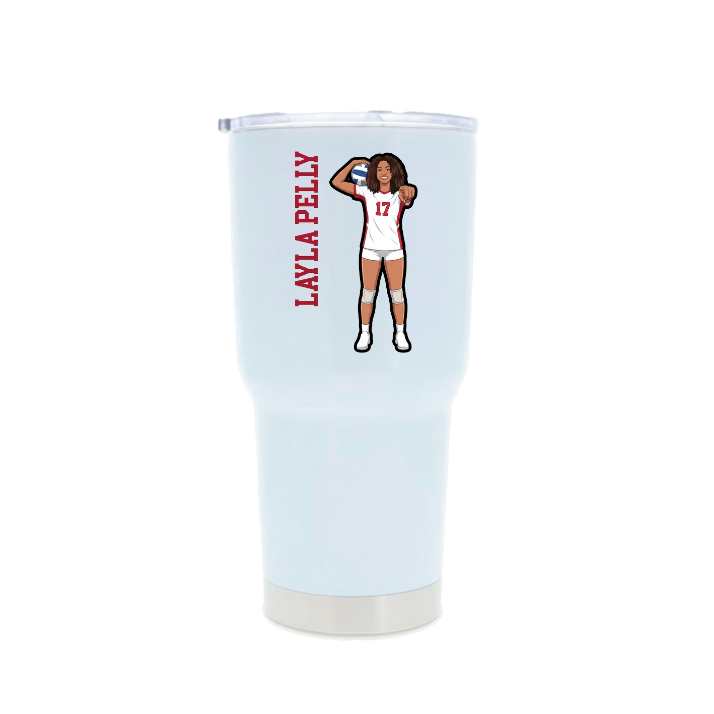 30oz Stainless Steel Tumbler — Name Vertical in White