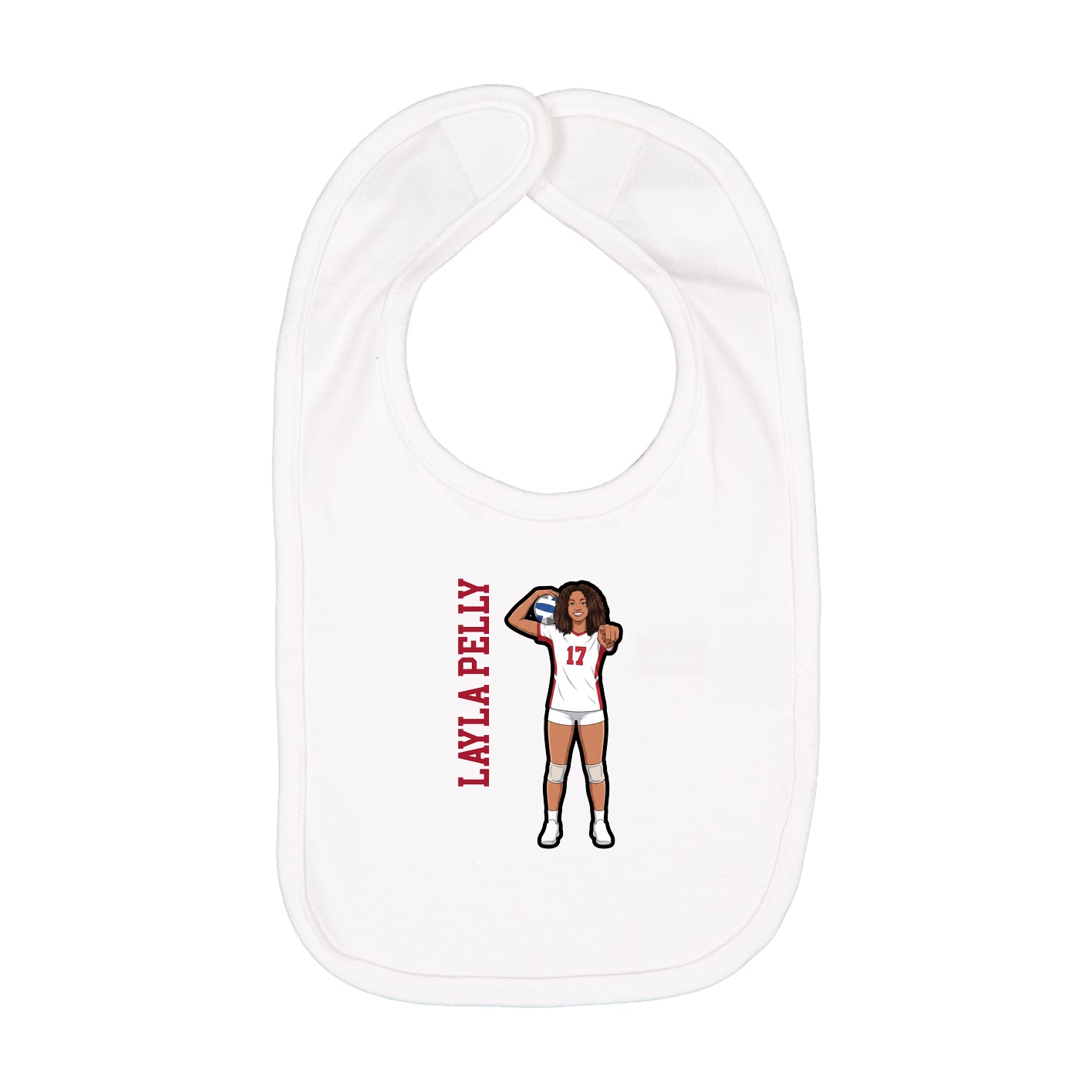 Infant Bib — Name Vertical in White