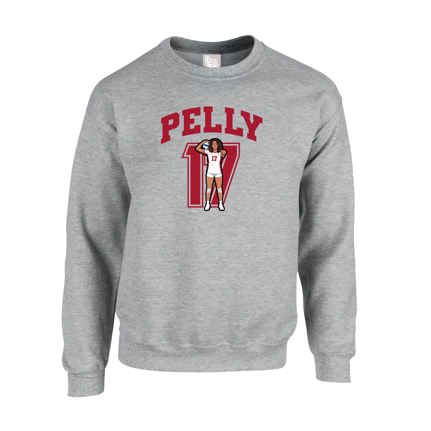 Fleece Crew — Number in Grey