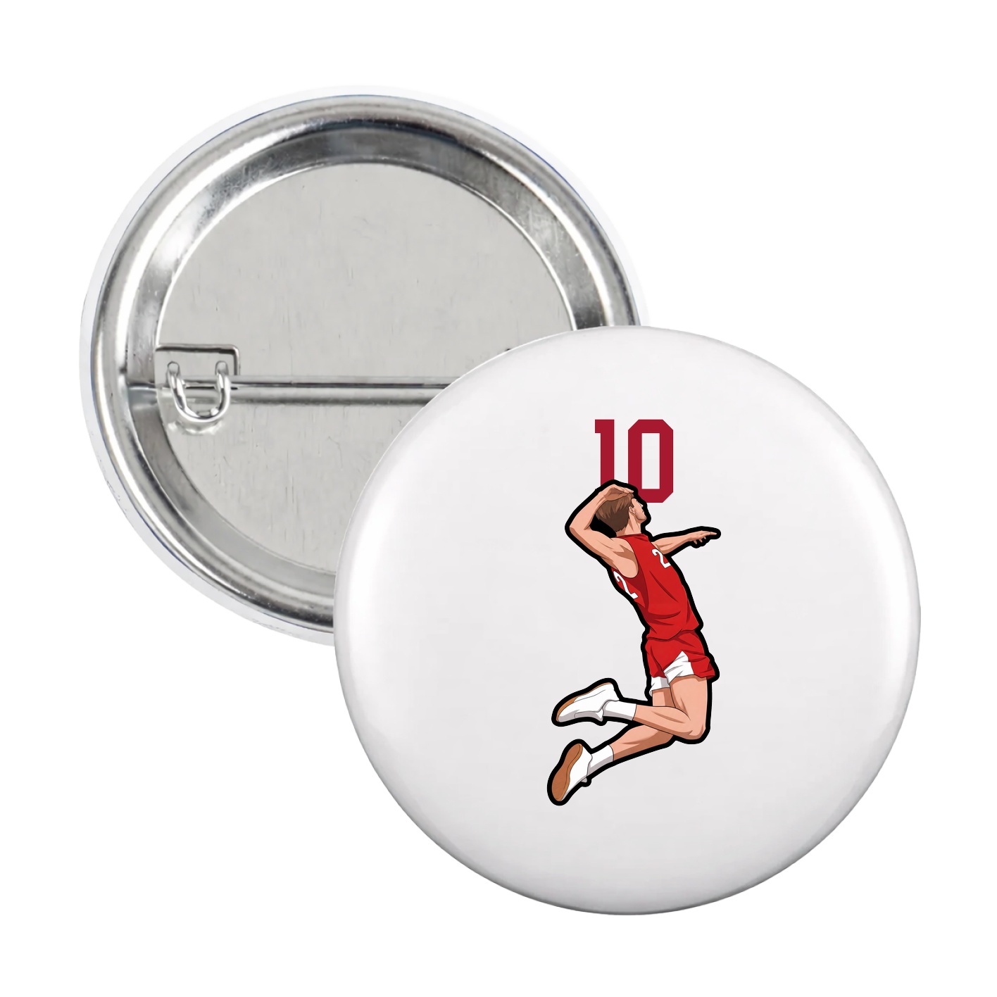 Game Day Button — Number Top in White