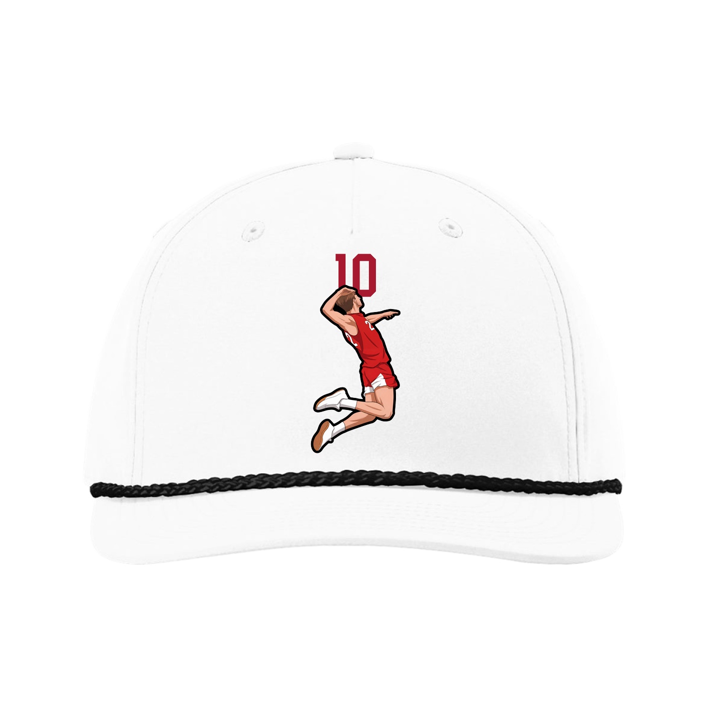 Five-Panel Classic Rope Cap — Number Top in White