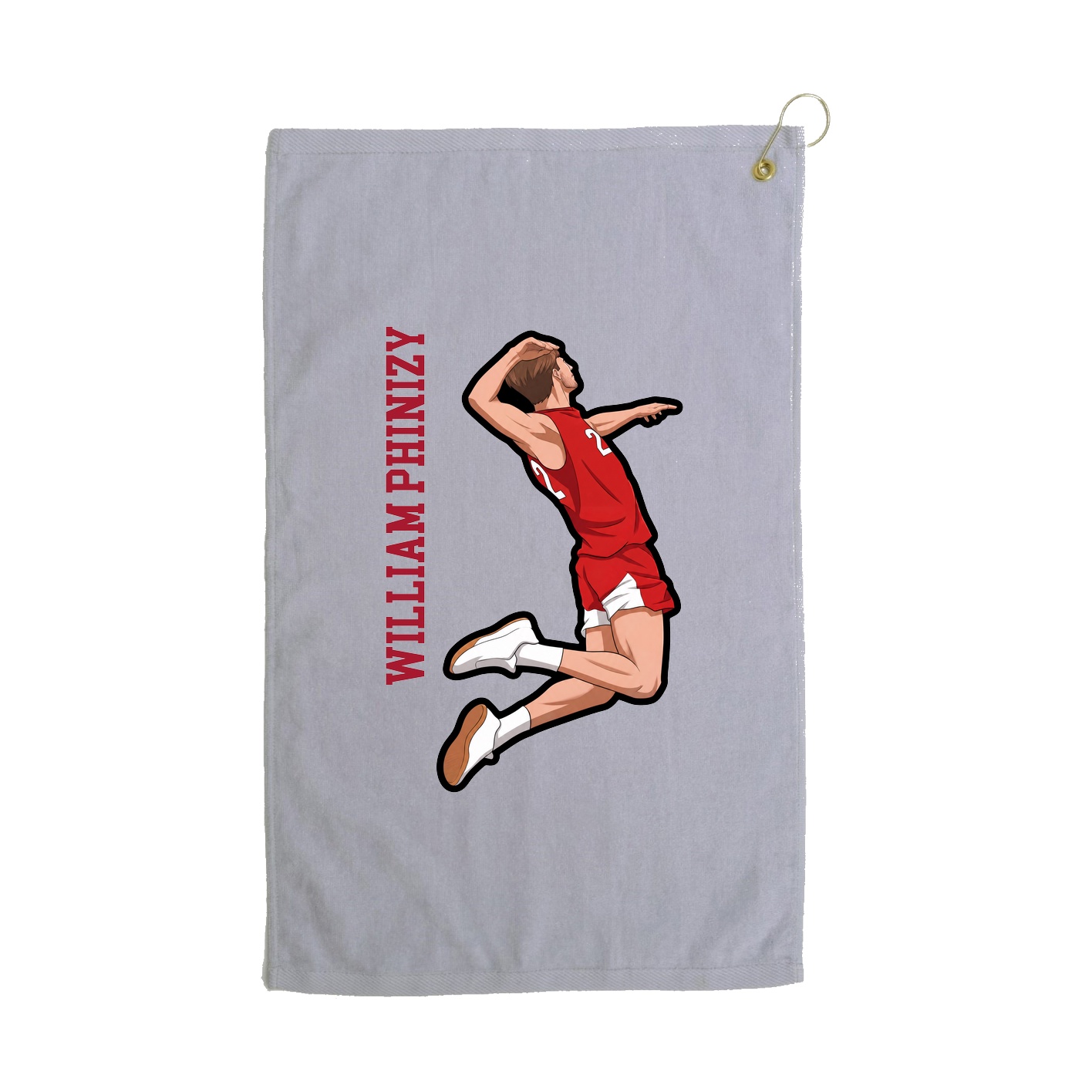 Golf Towel — Name Vertical in Grey