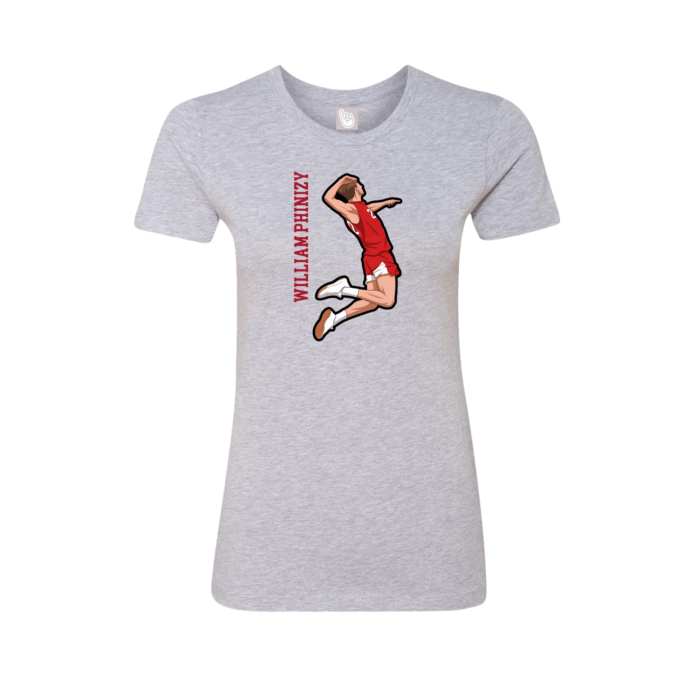 Fitted Women's Tee — Name Vertical in Grey