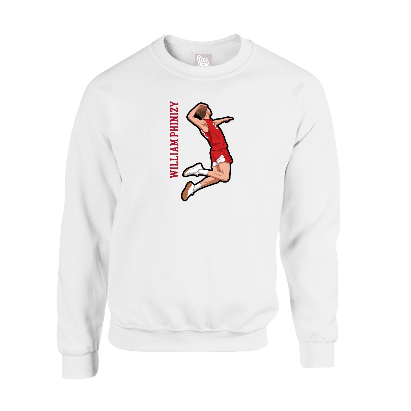 Fleece Crew — Name Vertical in White