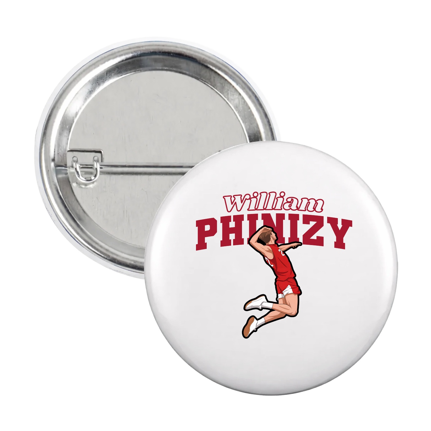 Game Day Button — Name Arch in White