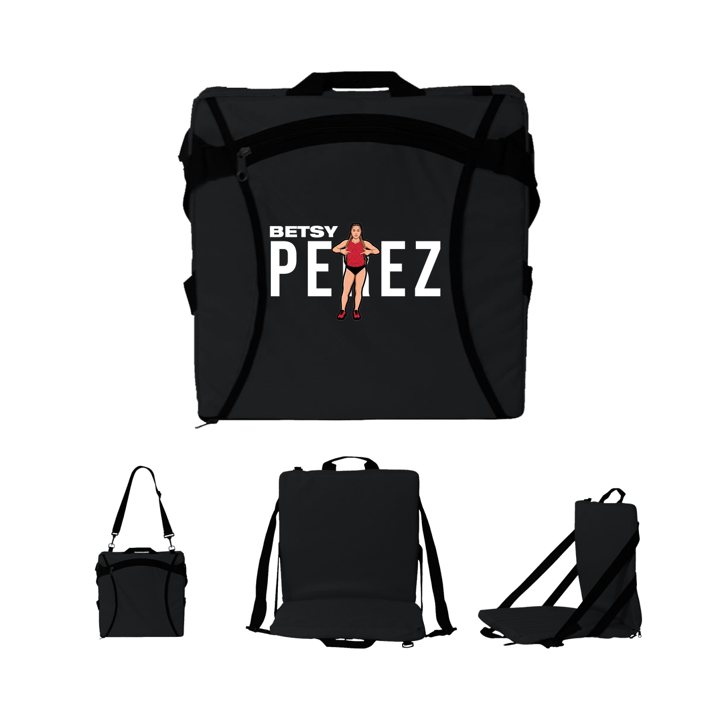 Folding Stadium Seat — Player Name in Black