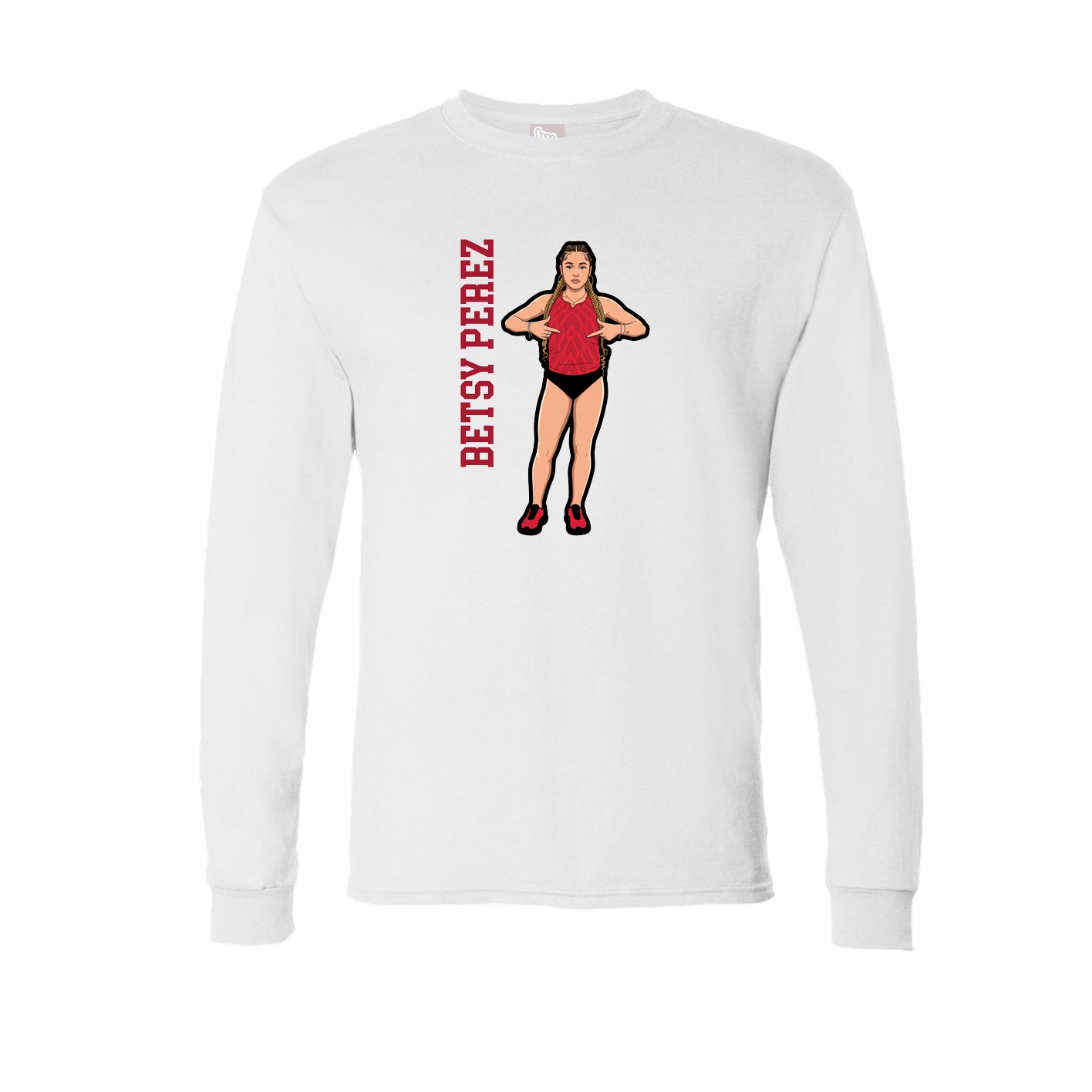 Long Sleeve Tee — Name Vertical in White