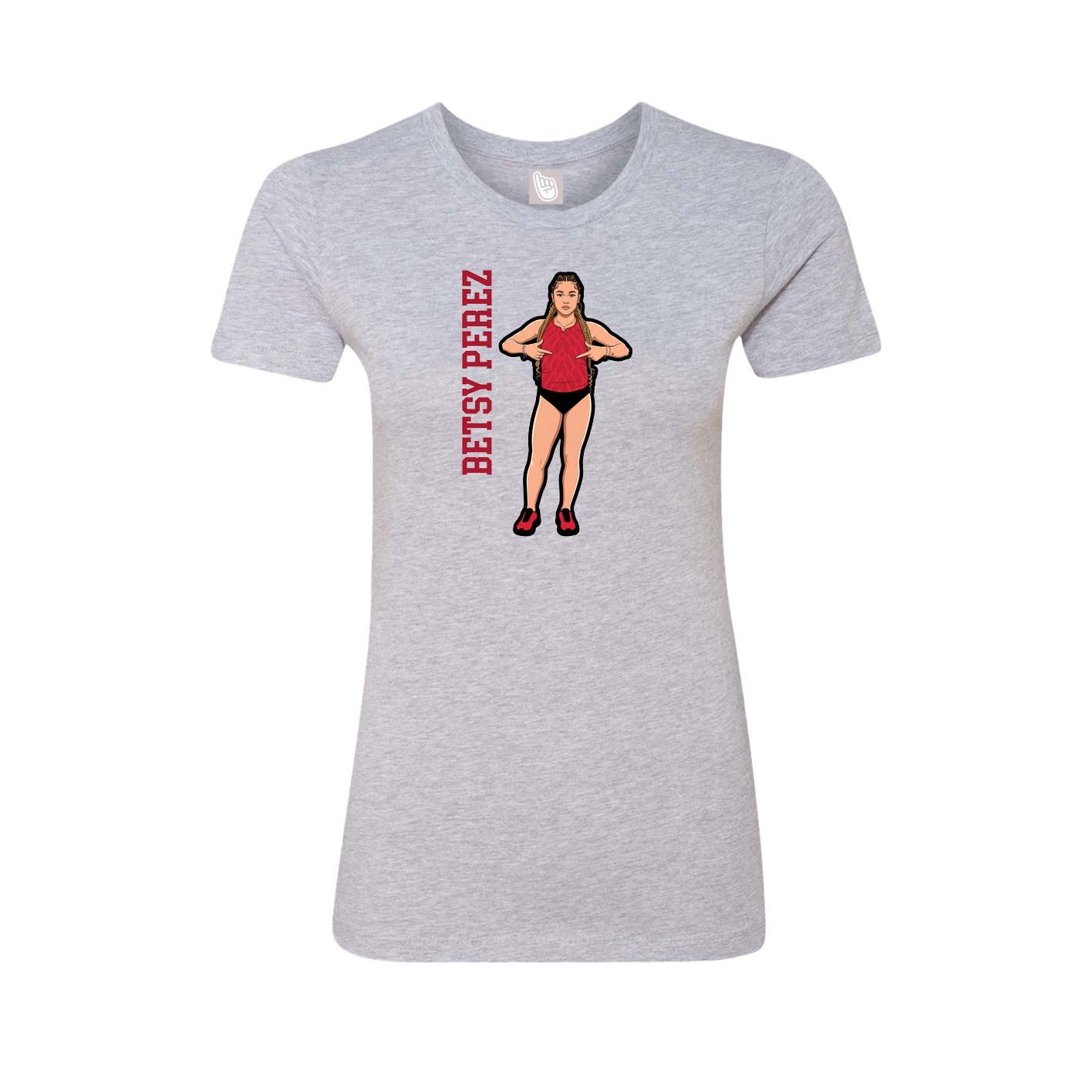 Fitted Women's Tee — Name Vertical in Grey
