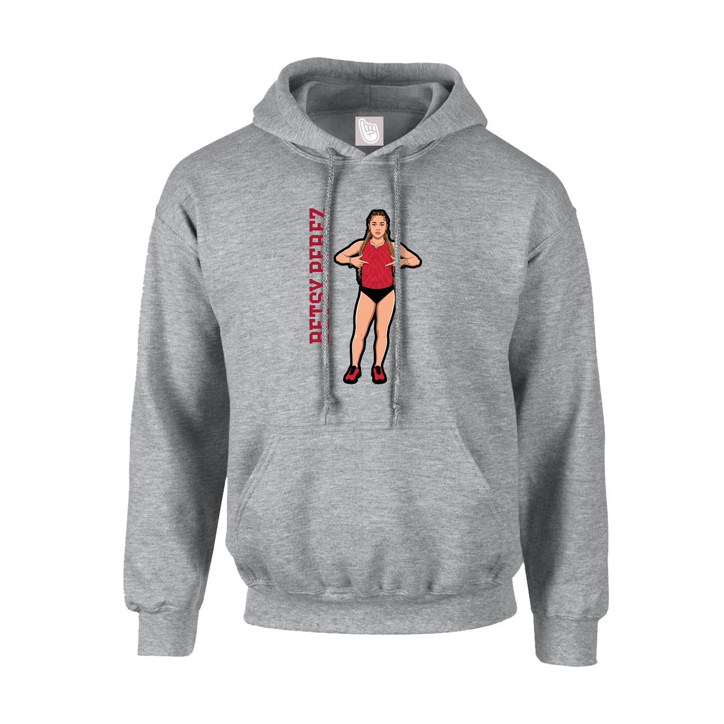 Hoodie — Name Vertical in Grey