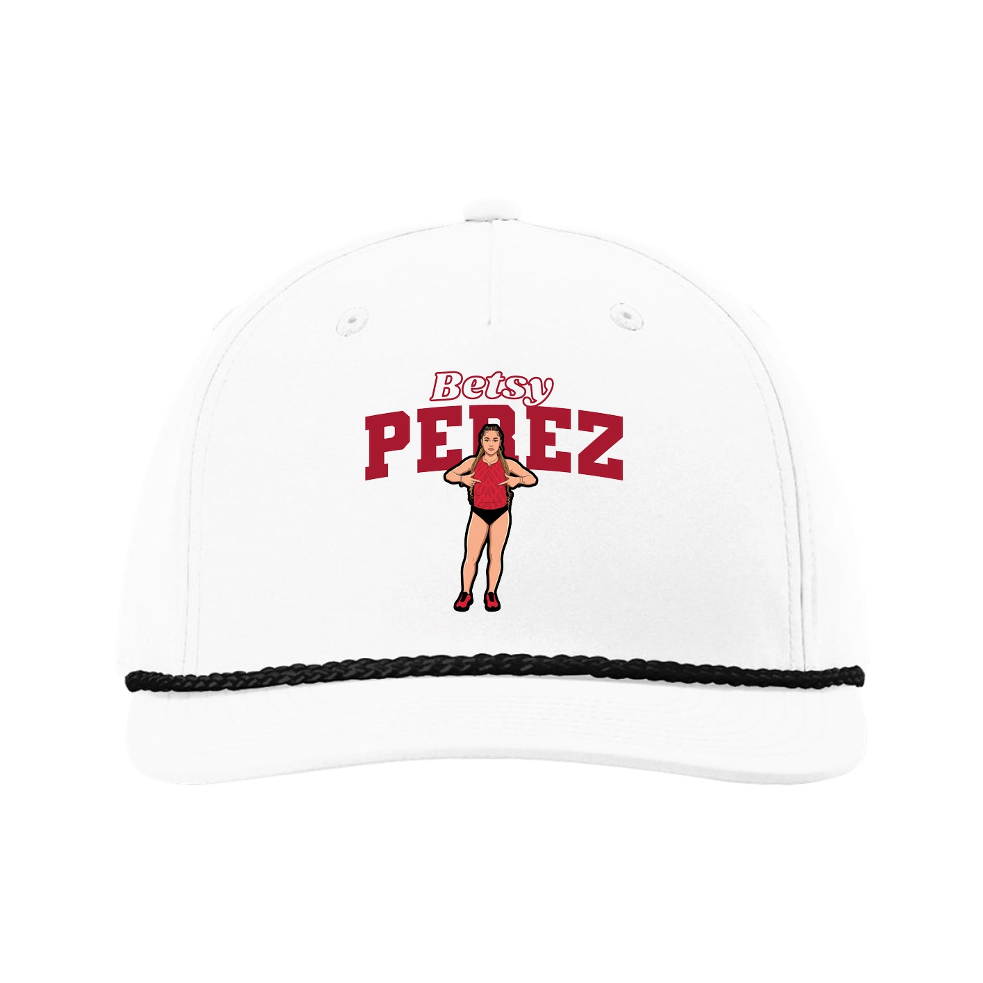 Five-Panel Classic Rope Cap — Name Arch in White